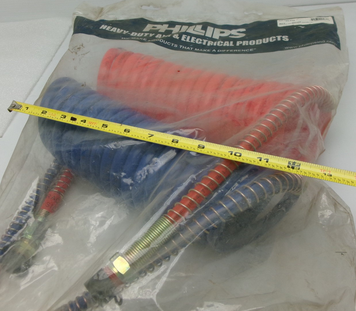PHILLIPS 11-715 AIR HOSE COILED AIR SET, 15' RED & BLUE NEW #715G*