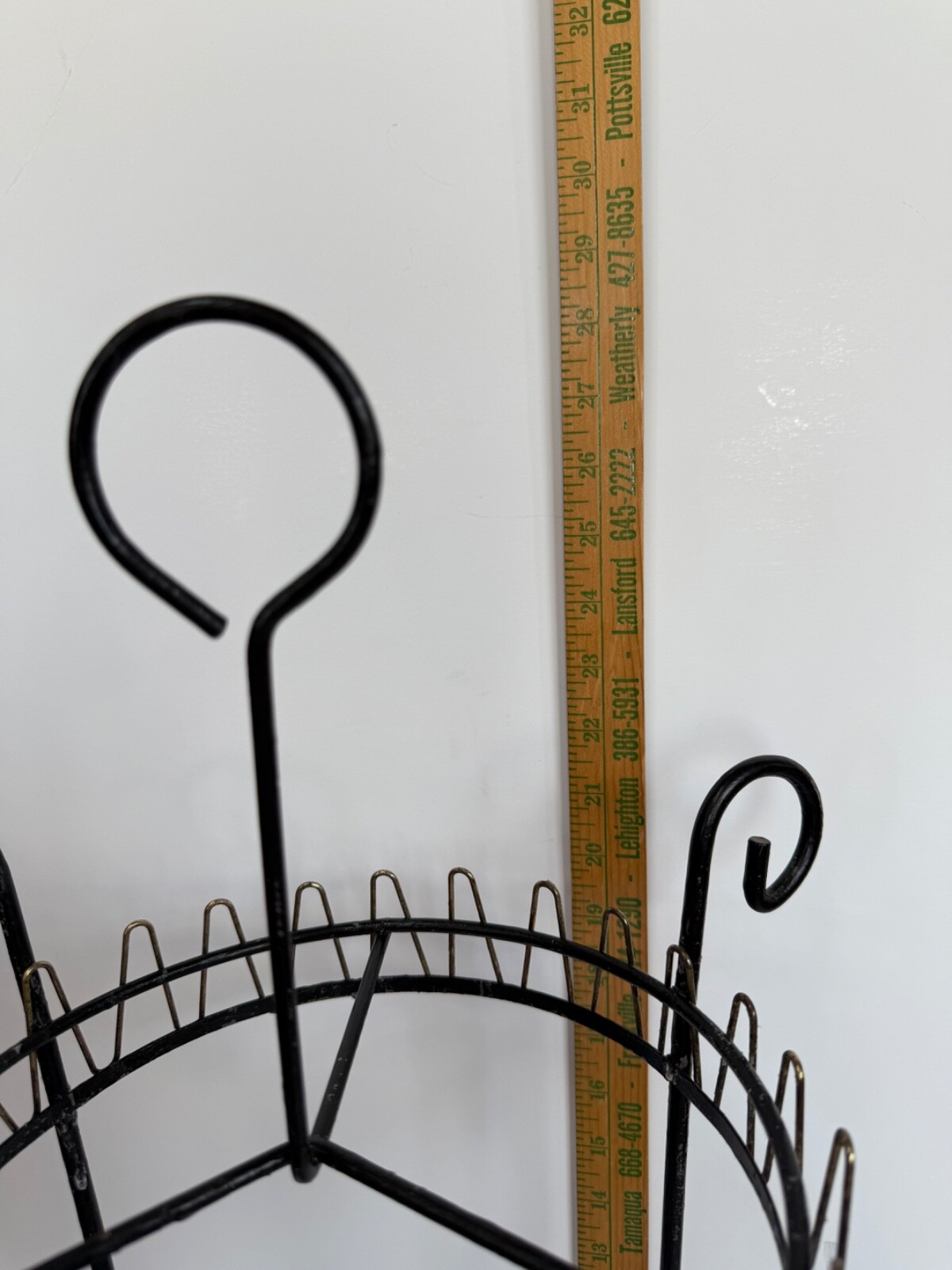 Vtg MCM Umbrella Stand cane walking-stick Holder Black Metal Gold-tone Trim 29"h