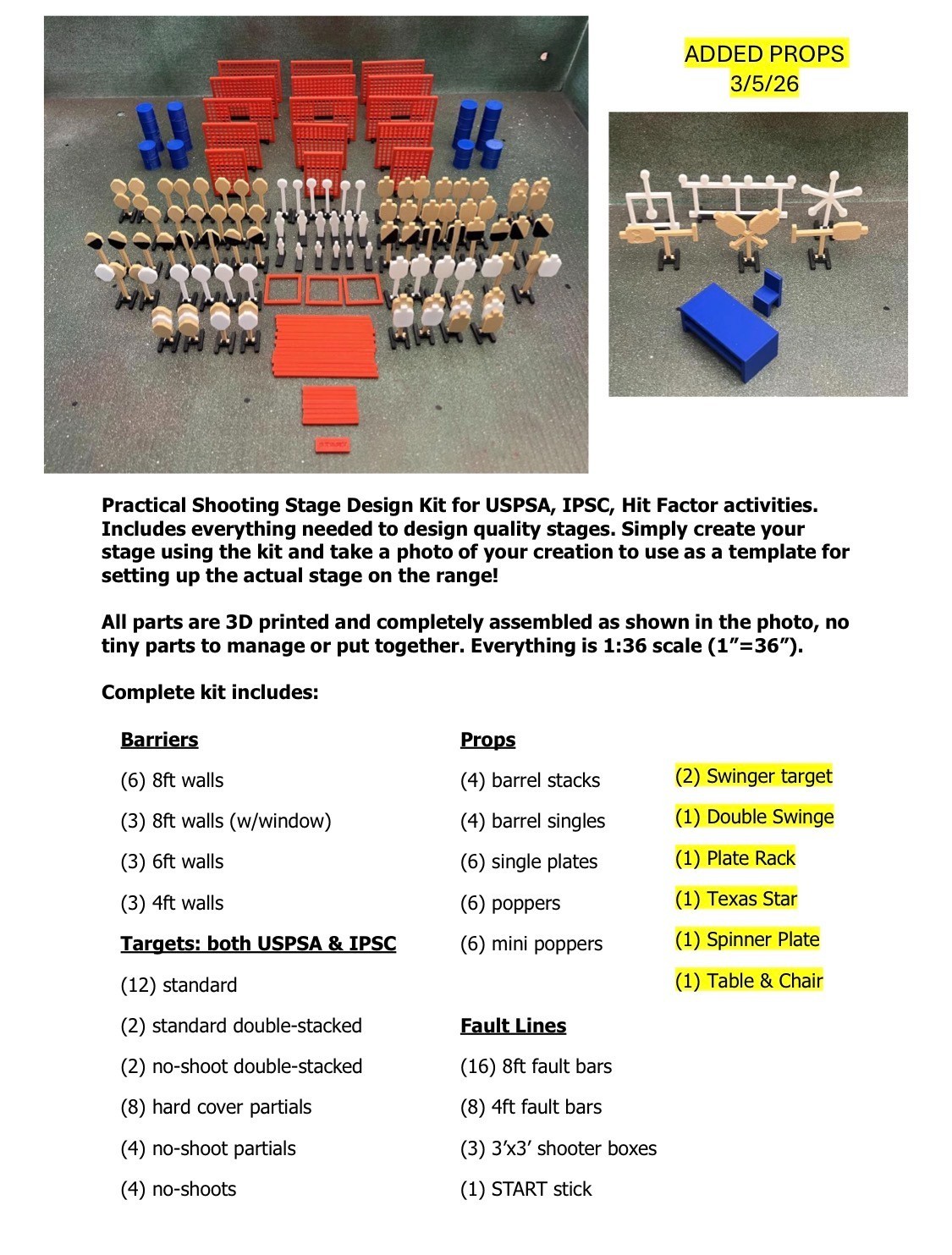 USPSA IPSC Practical Shooting, Action Pistol Stage Design Kit FREE SHIPPING!
