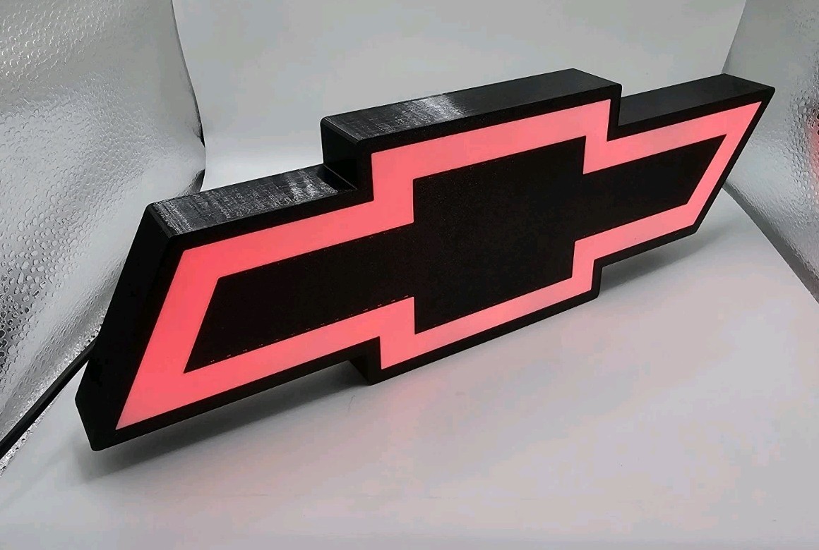 Chevy Chevrolet Light Sign Decor Man Cave Desk LED Lightbox USB Powered shop