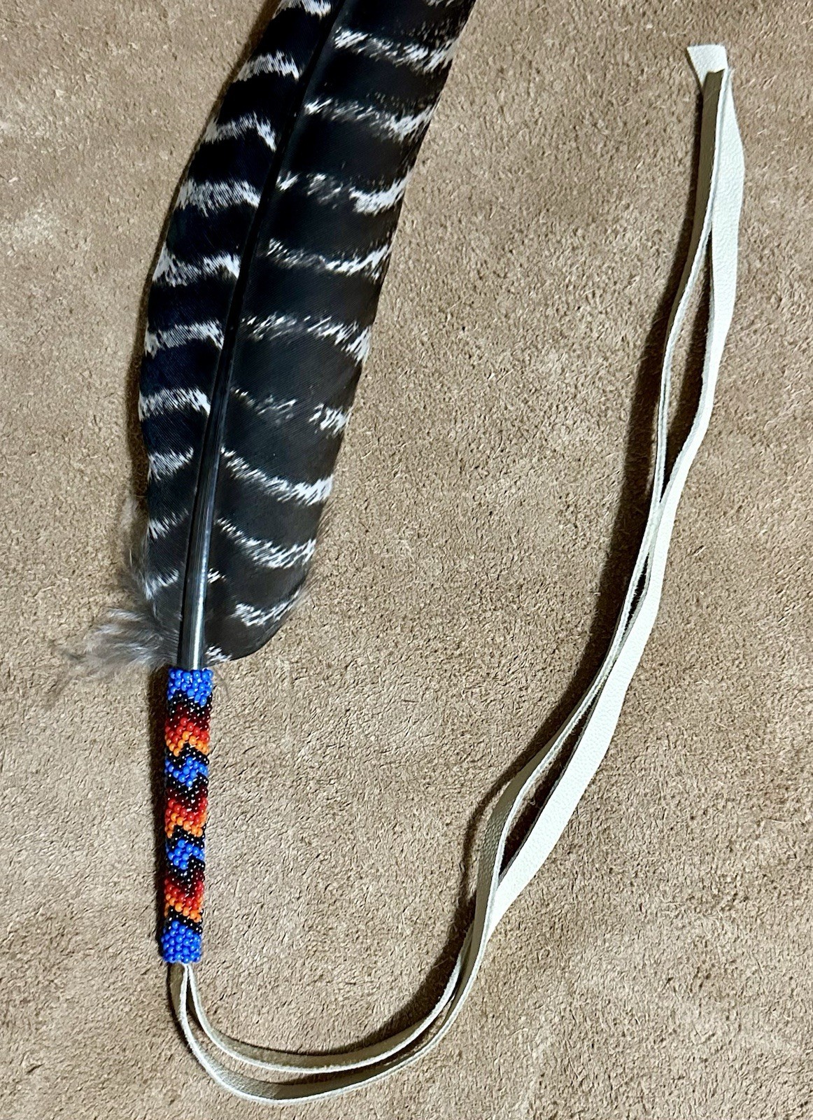 Native American Lakota Sioux Beaded Feather.