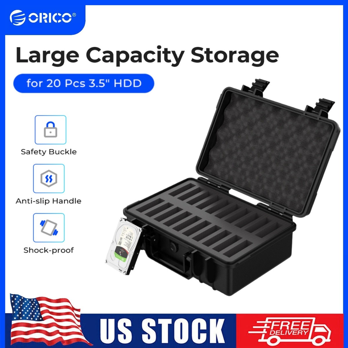 ORICO External Hard Drive Case, 20 Bay Multi-Protection HDD SDD Storage Box