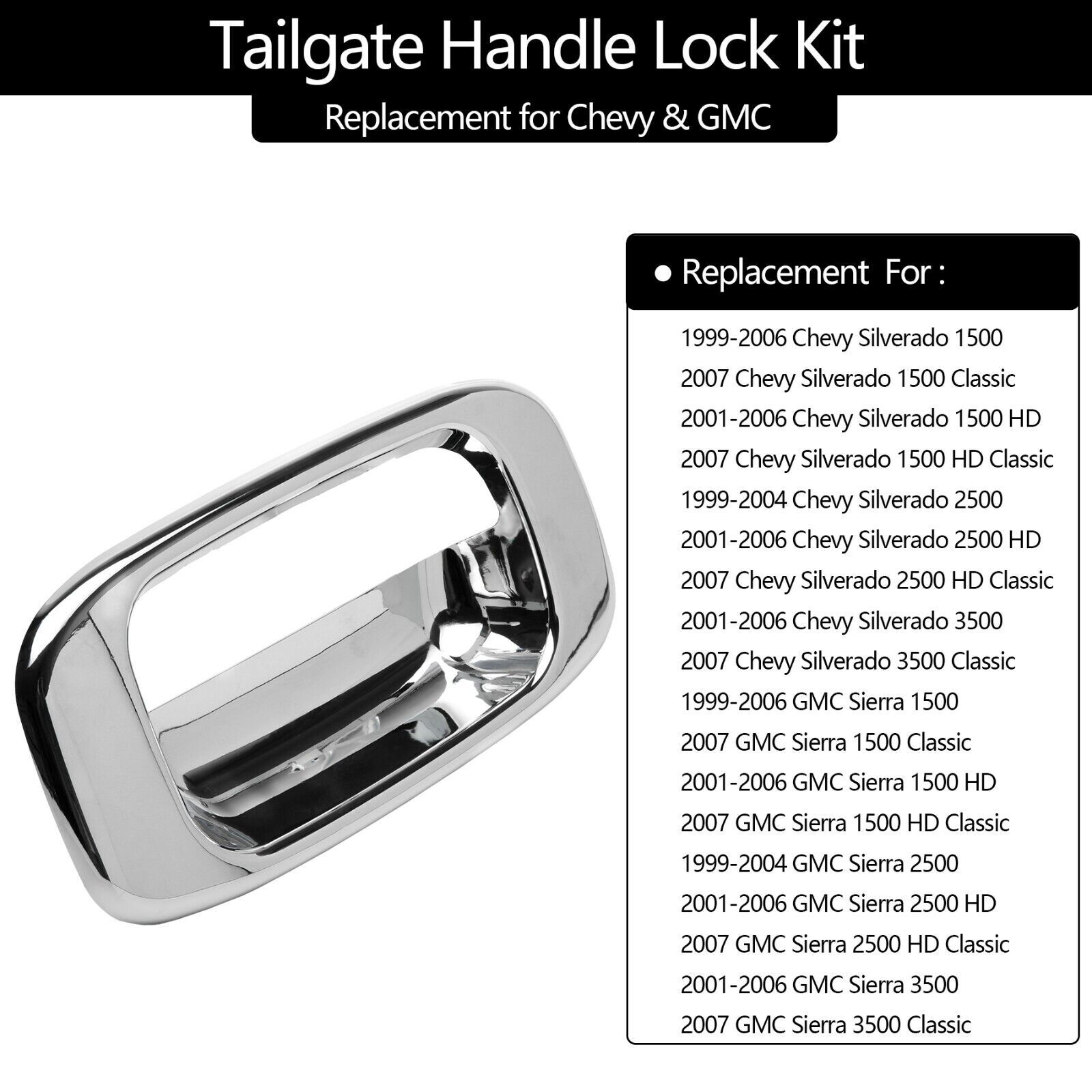 CHROME Rear Tailgate Handle & Bezel NEW for 1999-2006 Silverado Sierra 1500 2500