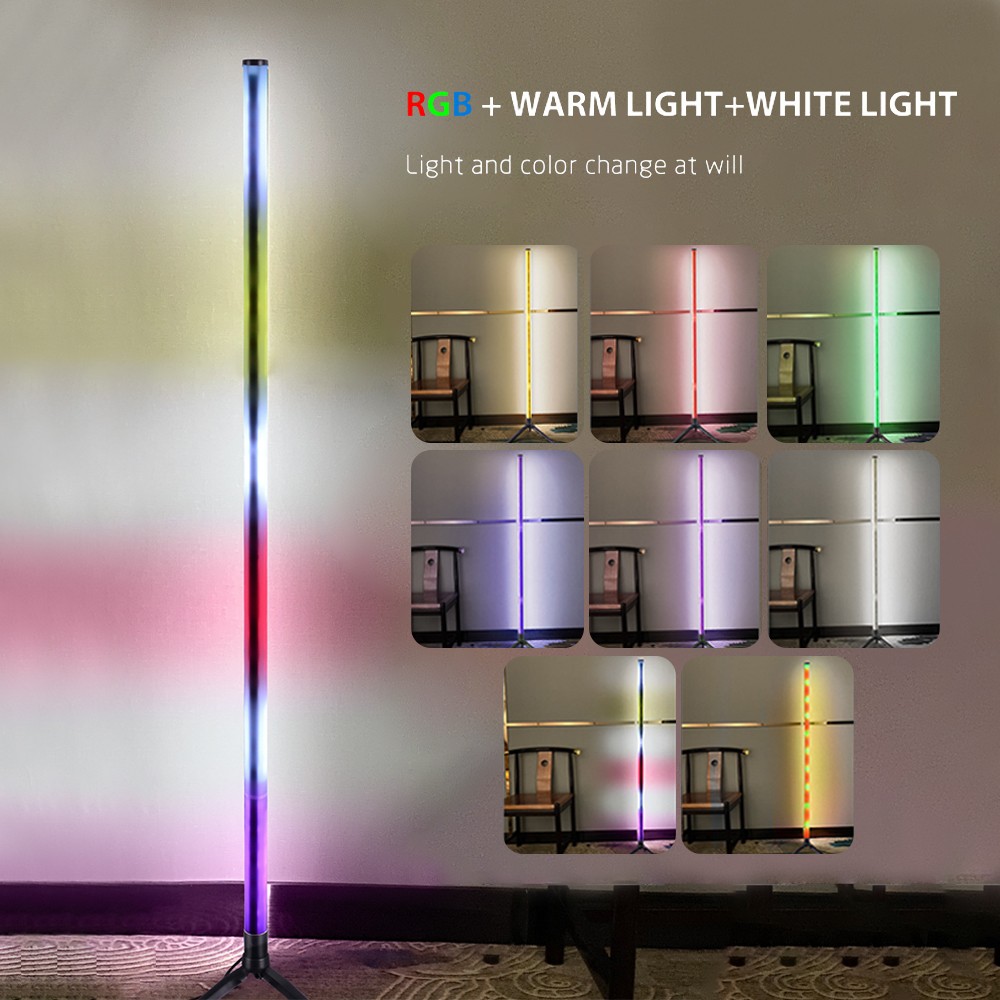 2-Pack Corner Floor Lamp RGB LED Minimalist Mood Light Colour Changing w/Remote