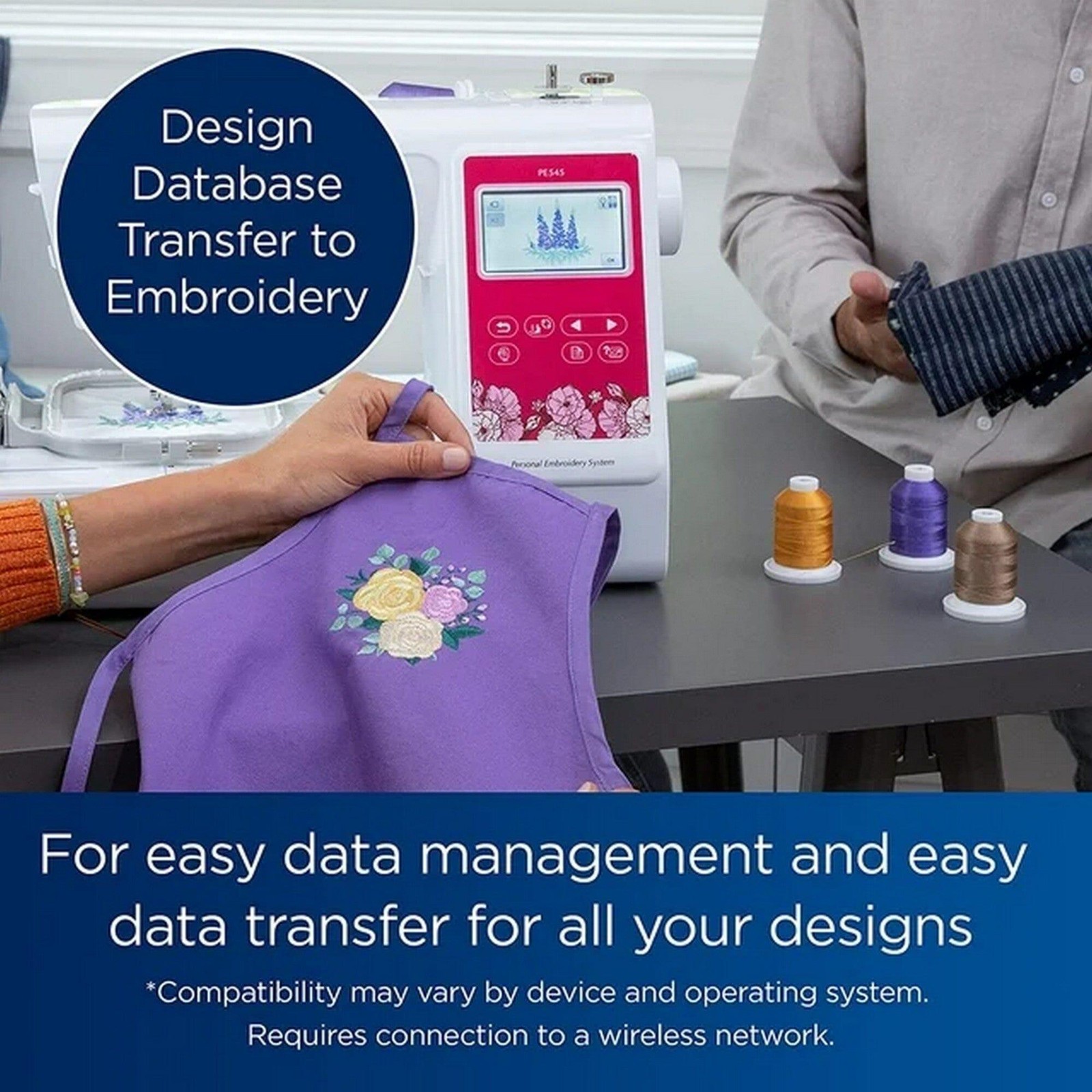 Brother PE545 Embroidery Machine with Hoops & Embroidery Threads