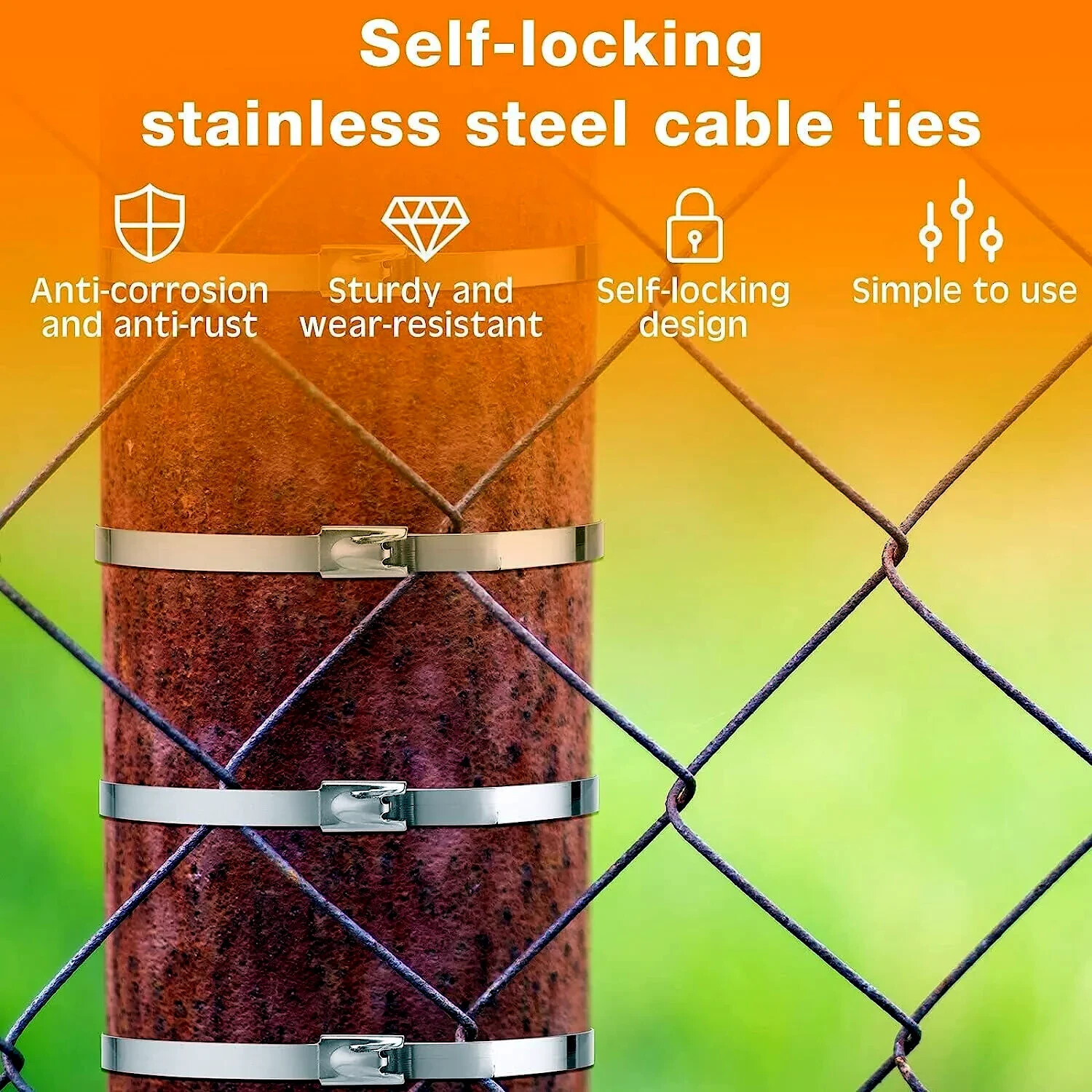 INDUSTRIAL GRADE 400lb (12MM) Stainless Steel Metal Zip Ties Heavy Duty Cable