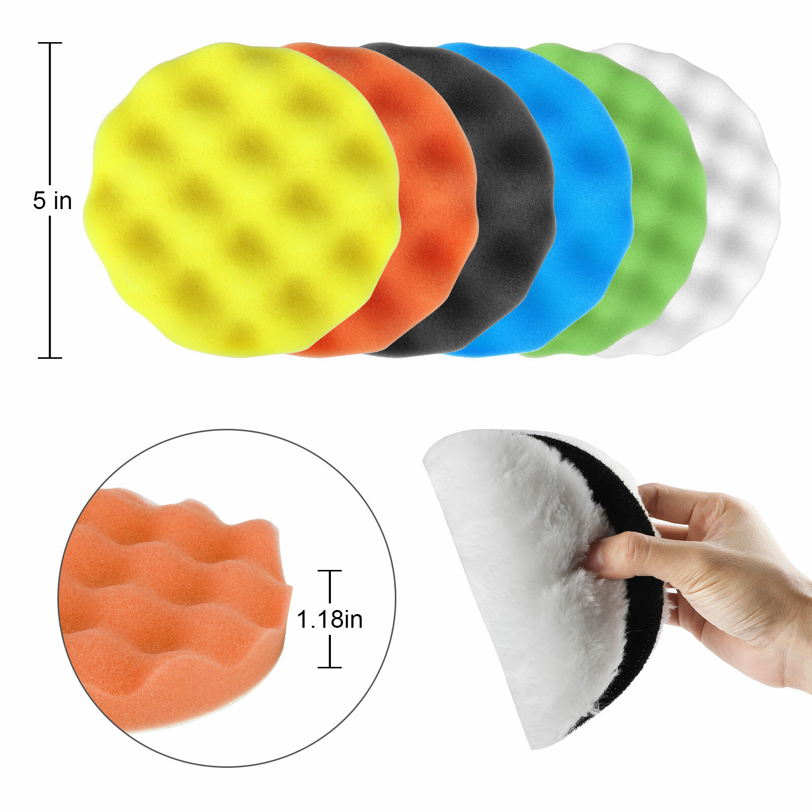 9Pcs 5 Inch Polishing Pads Sponge Waxing Foam Buffing Kit Car Polisher for Drill