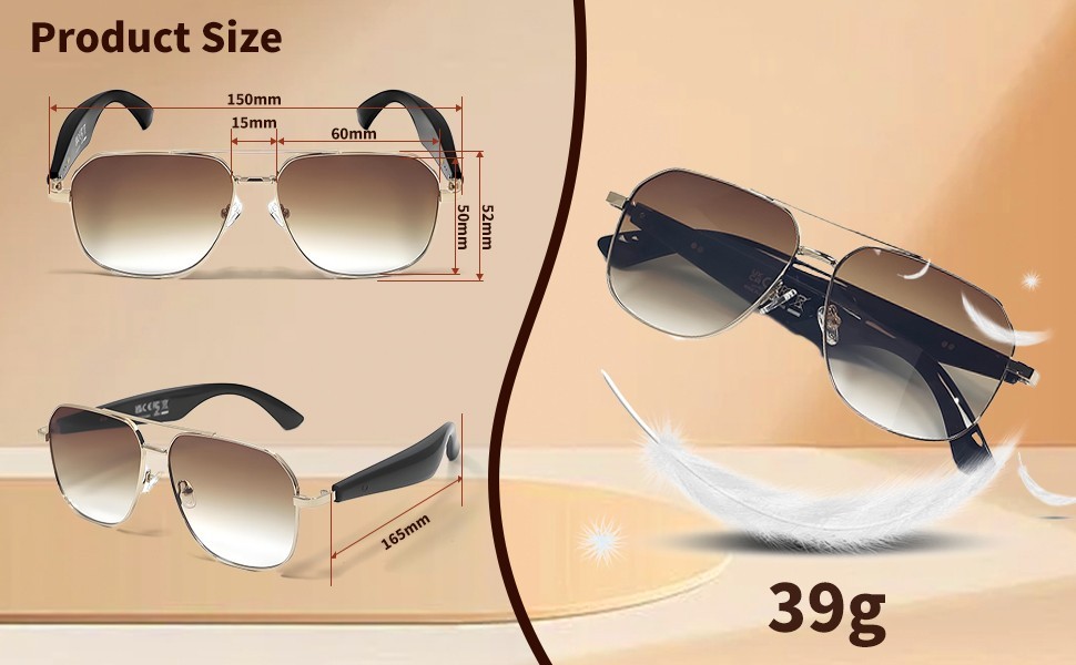 AI Smart Glasses for Men&Women Bluetooth Open-Ear Speakers for Music Call Work