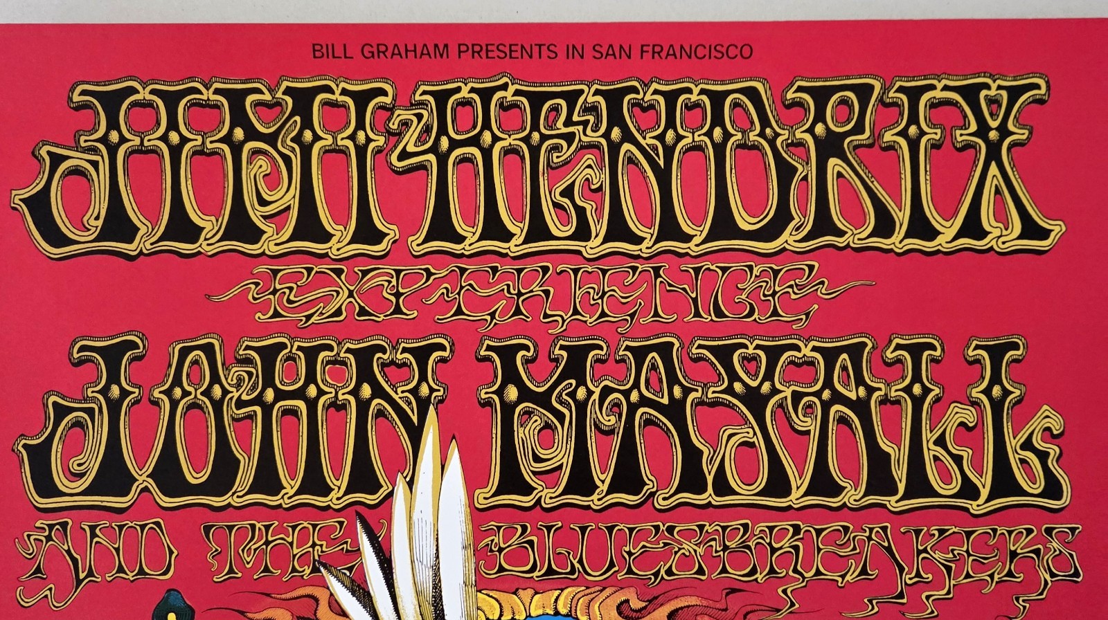 JIMI HENDRIX EXPERIENCE "Flying Eyeball" Poster Rick Griffin 14" x 21" Fillmore