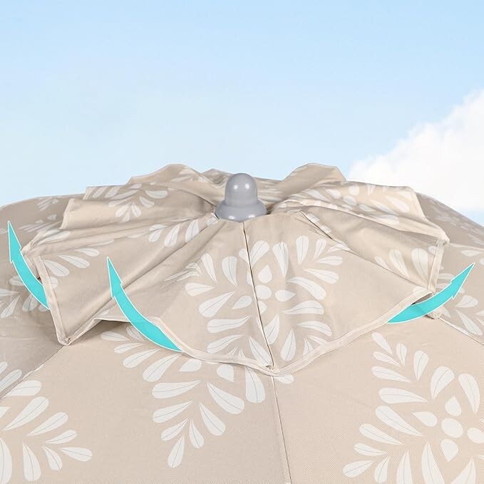 6 Ft Outdoor Patio, beach Umbrella UPF 50+ Protection, 8 Ribs, Push Button Tilt