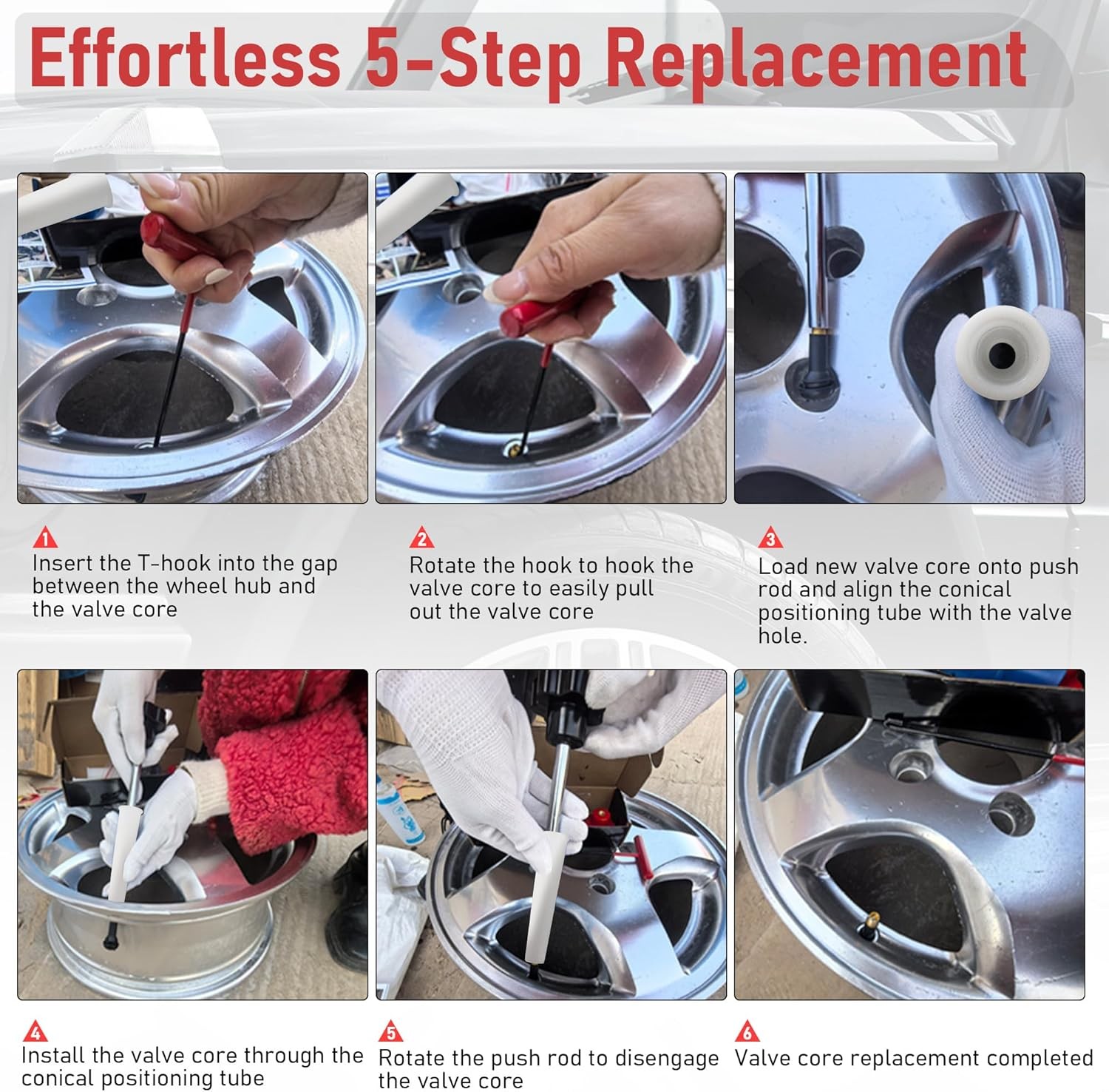 Tire Valve Stem Core Remover&Installer/Replacement Tool Kit For Valve Core TR413