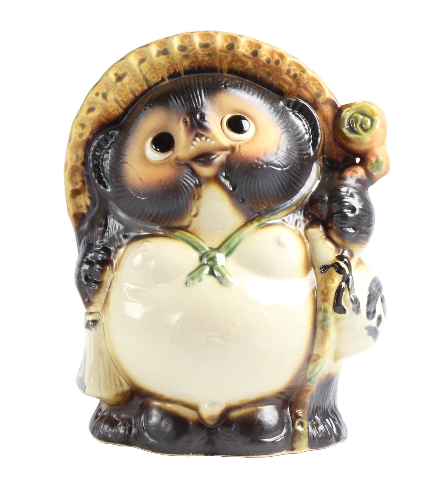 Ceramic Lucky Tanuki No. 9 Shigaraki Ware Raccoon Figurine 10.6in Japan