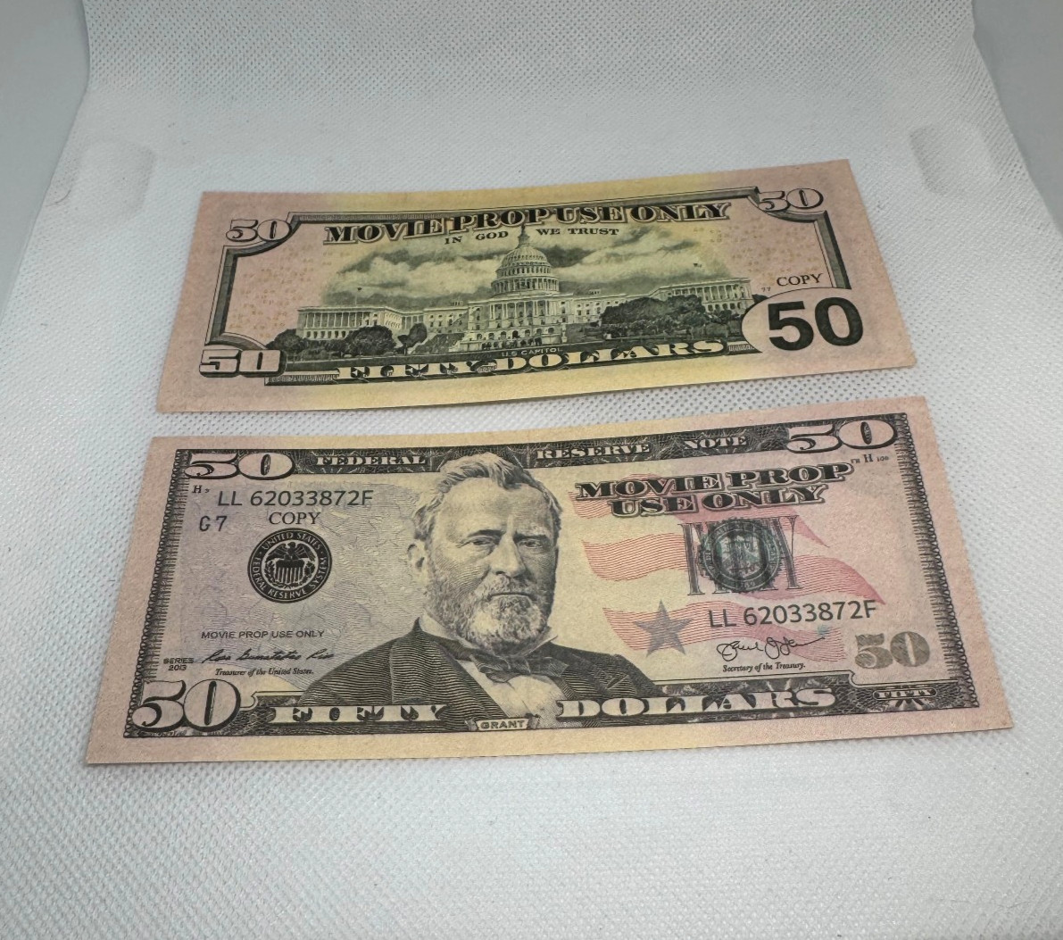 Premium Prop $50 Bills $500 Total - Replica Money (Full Size)