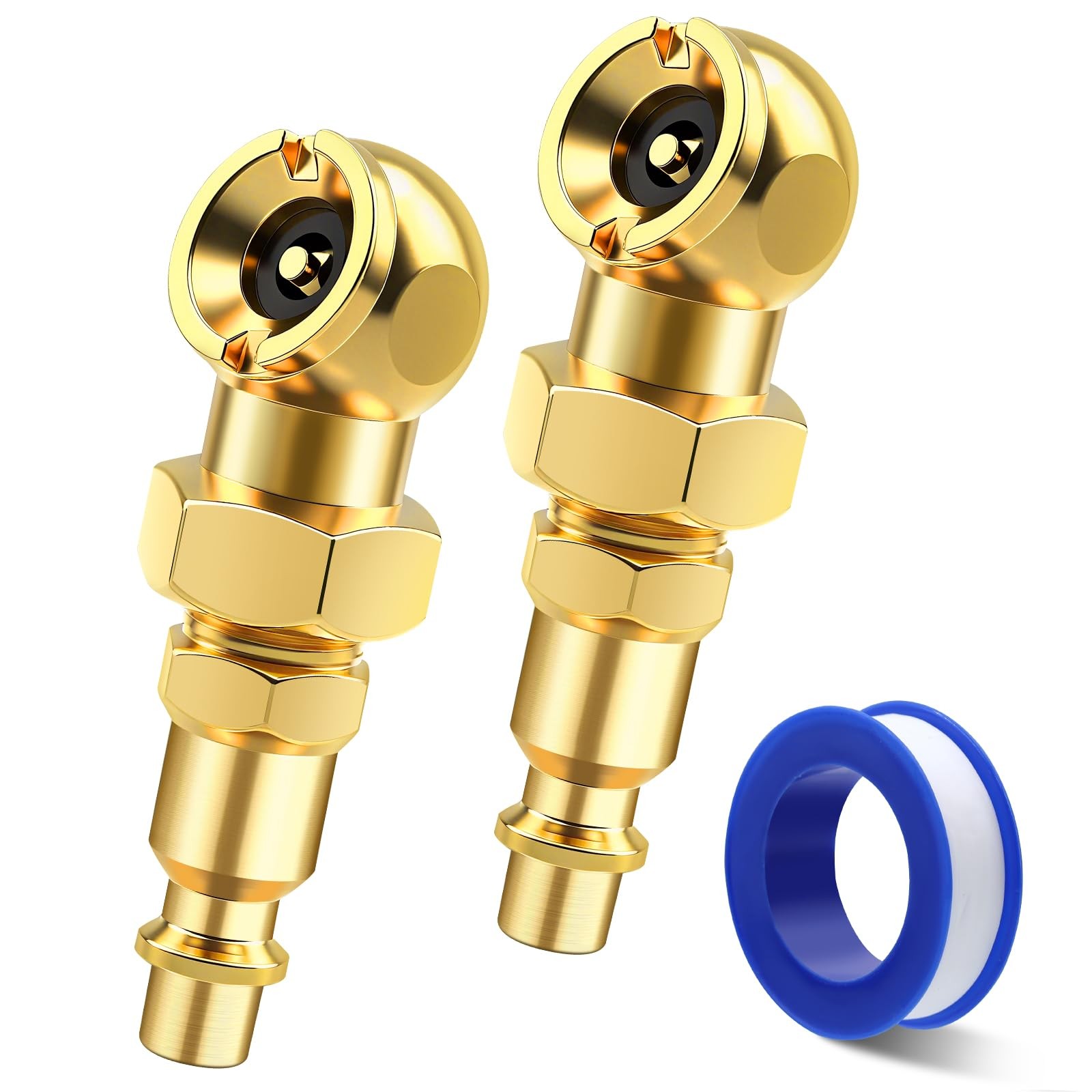 2Pcs Closed Air Chuck, 1/4" FNPT Portable Closed Flow Tire Chuck Inflator Nozzle