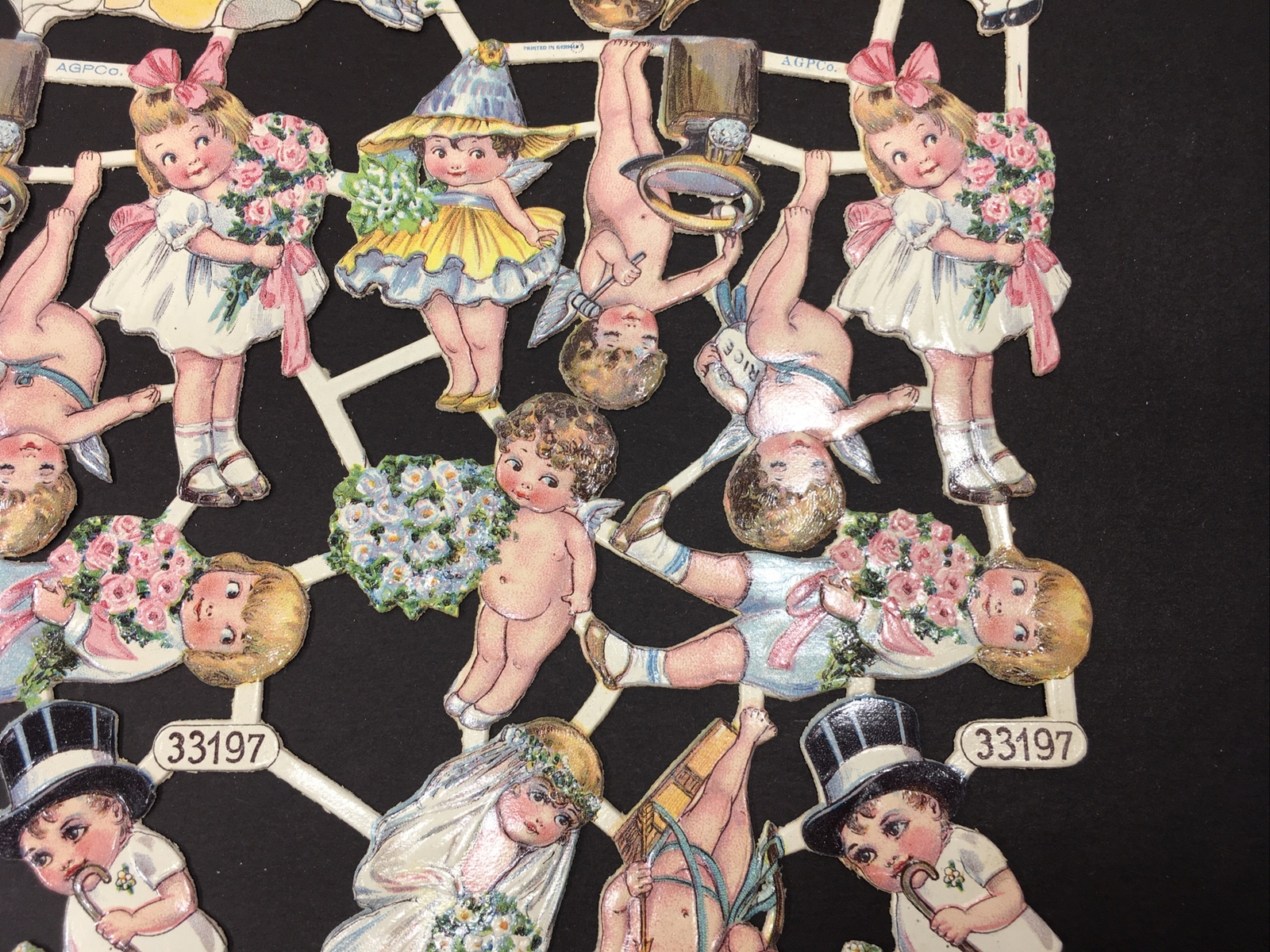 Vintage Germany AGPCO 33197 Victorian Wedding Cupid Die Cut Scrapbook