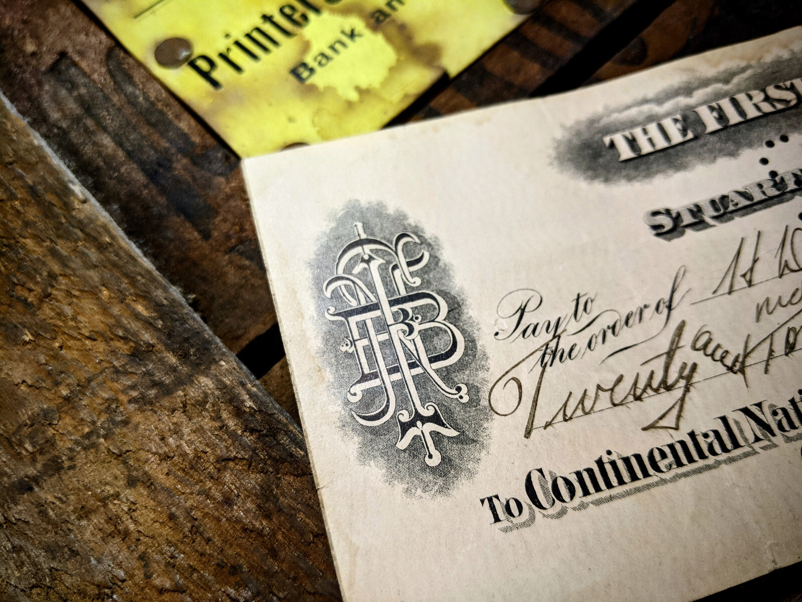 2x Bank Checks-Bank Bonnie & Clyde robbed-Collectible 1900s Vintage old Ephemera