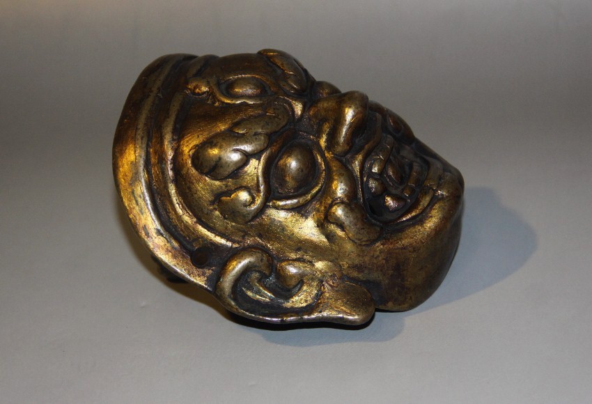Real Nice Tibet Tibetan Vintage Old Buddhist Alloy Copper Mahakala Offering Mask