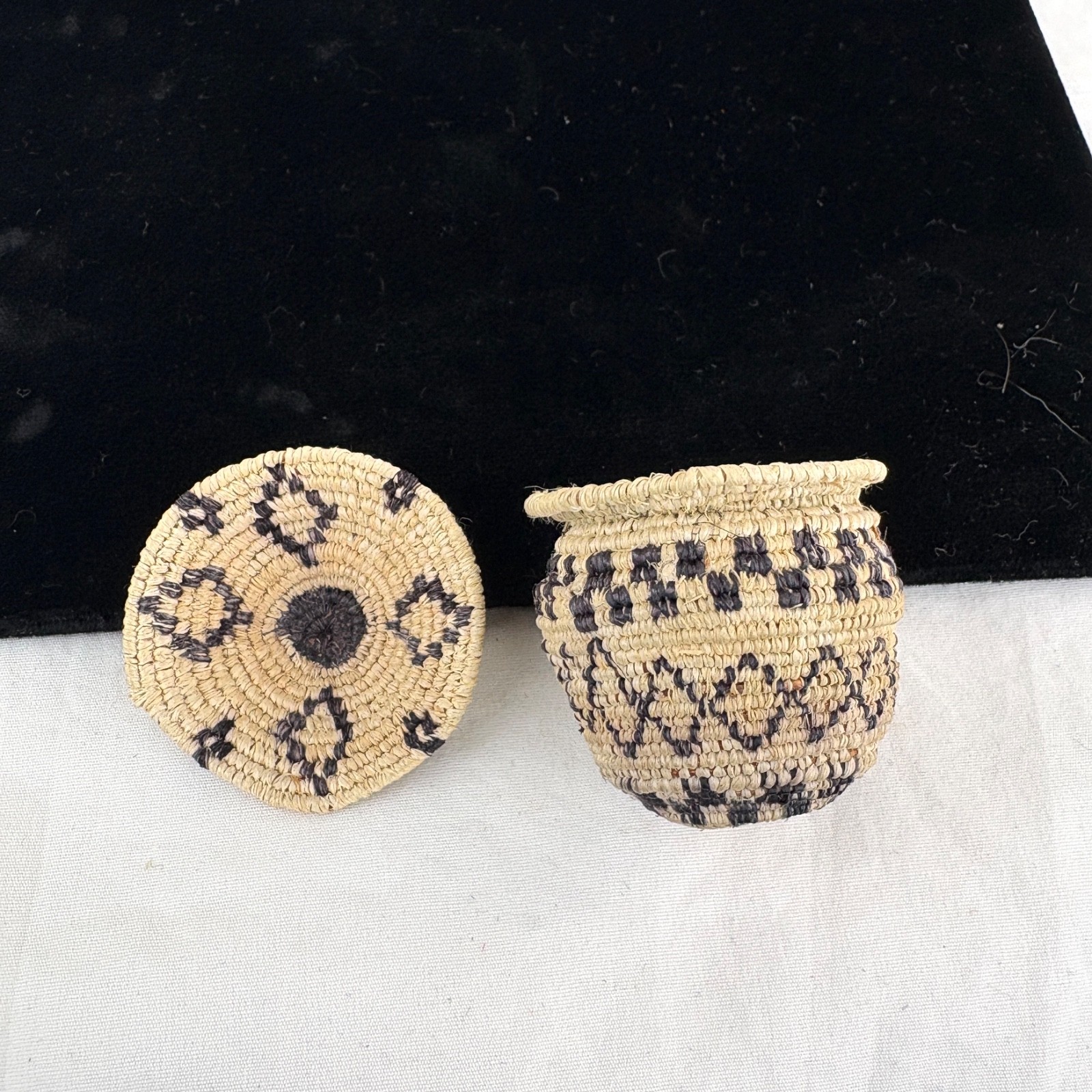 Two Miniature White Mountain Apache Baskets