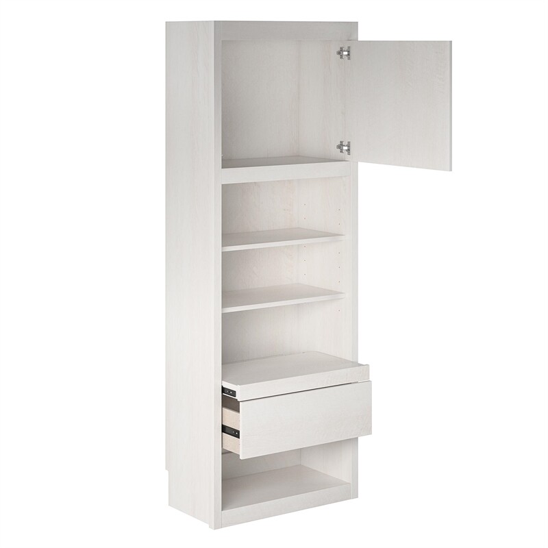 Signature Sleep Murphy Wall Bed Side Cabinet with Pullout Nightstand Ivory Oak