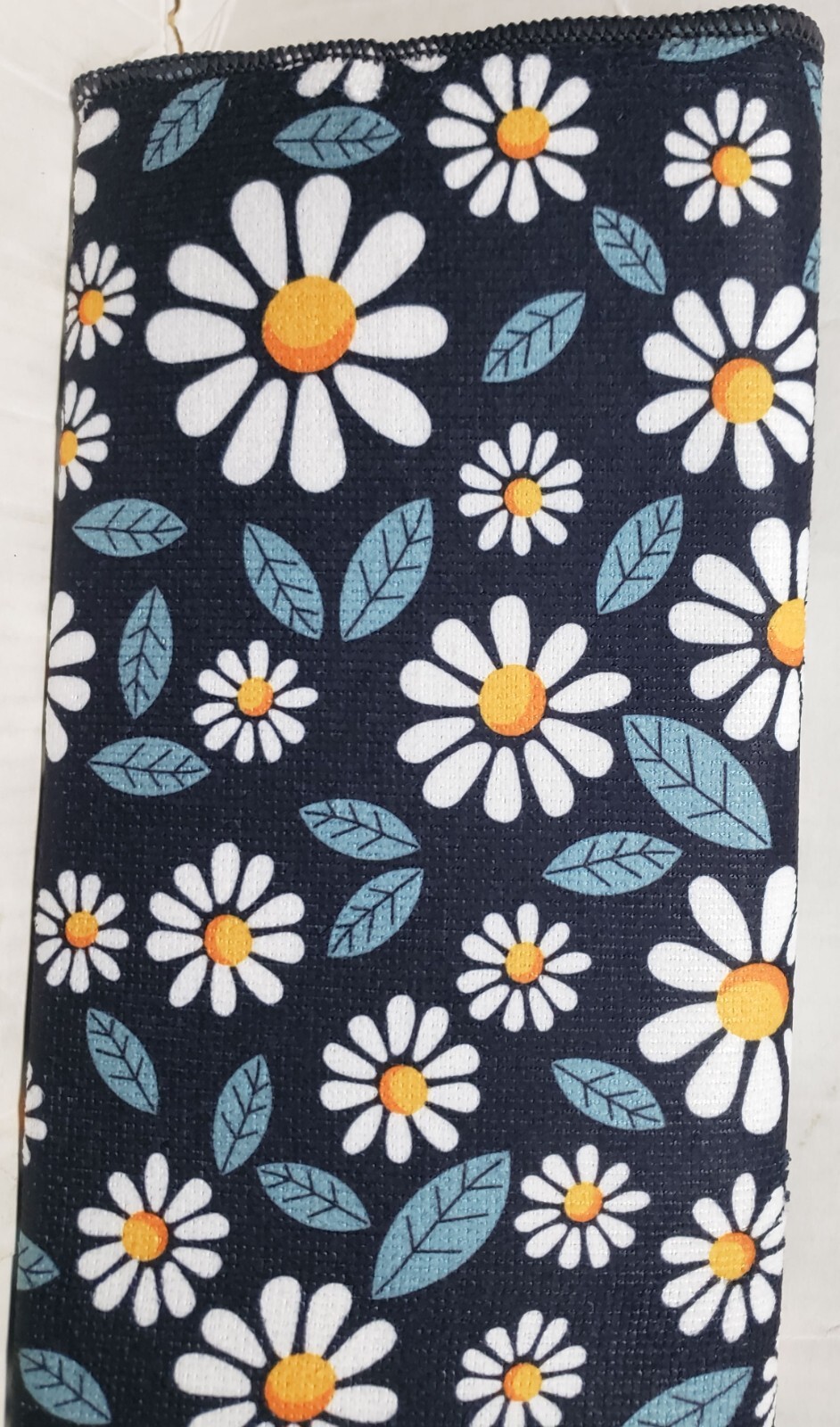 Printed Microfiber Dish Drying Mat (15"x19") DAISIES FLOWERS, black back, SB
