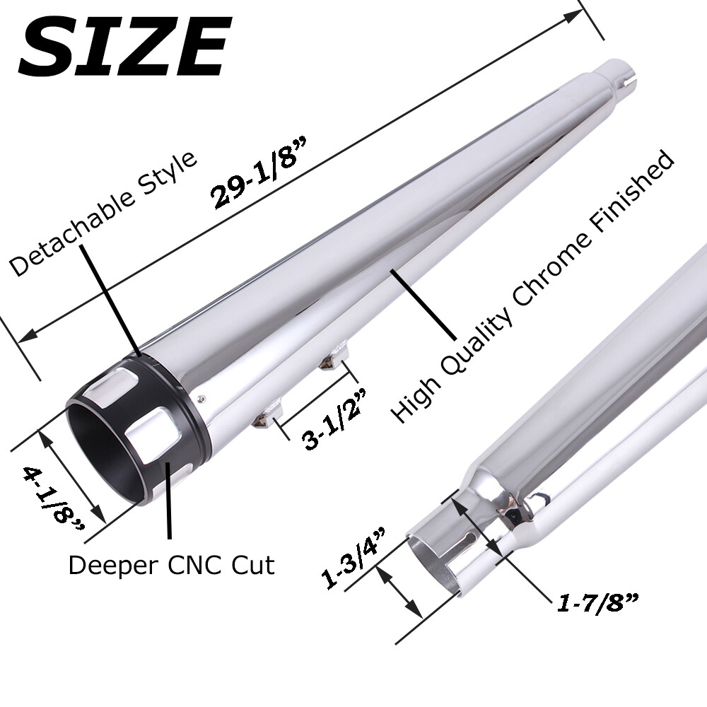 DNA 4" Mufflers Exhaust Pipe For Harley 1995-2016 Road King Street Electra Glide