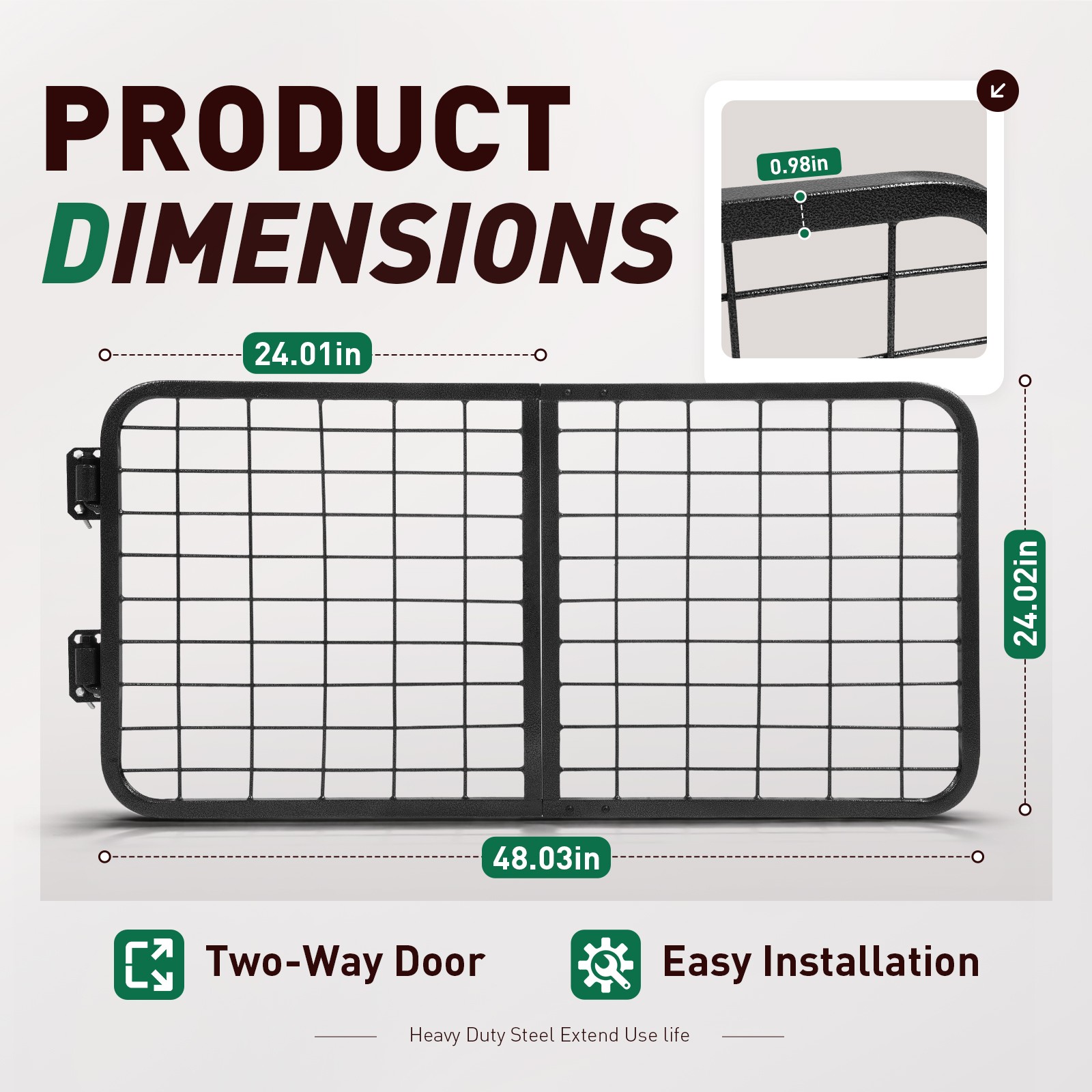 48"x24" Steel Horse Stall Gate Powder Coated Livestock Stall Guard for Barn Farm