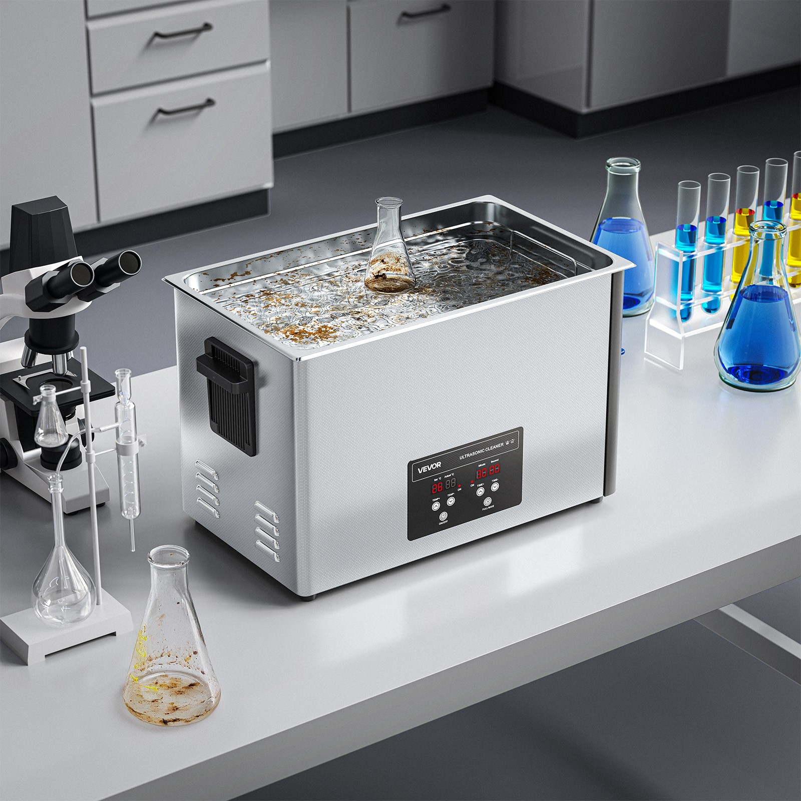 VEVOR 30L Ultrasonic Cleaner Machine with Cleaning Basket & Digital Display 480W