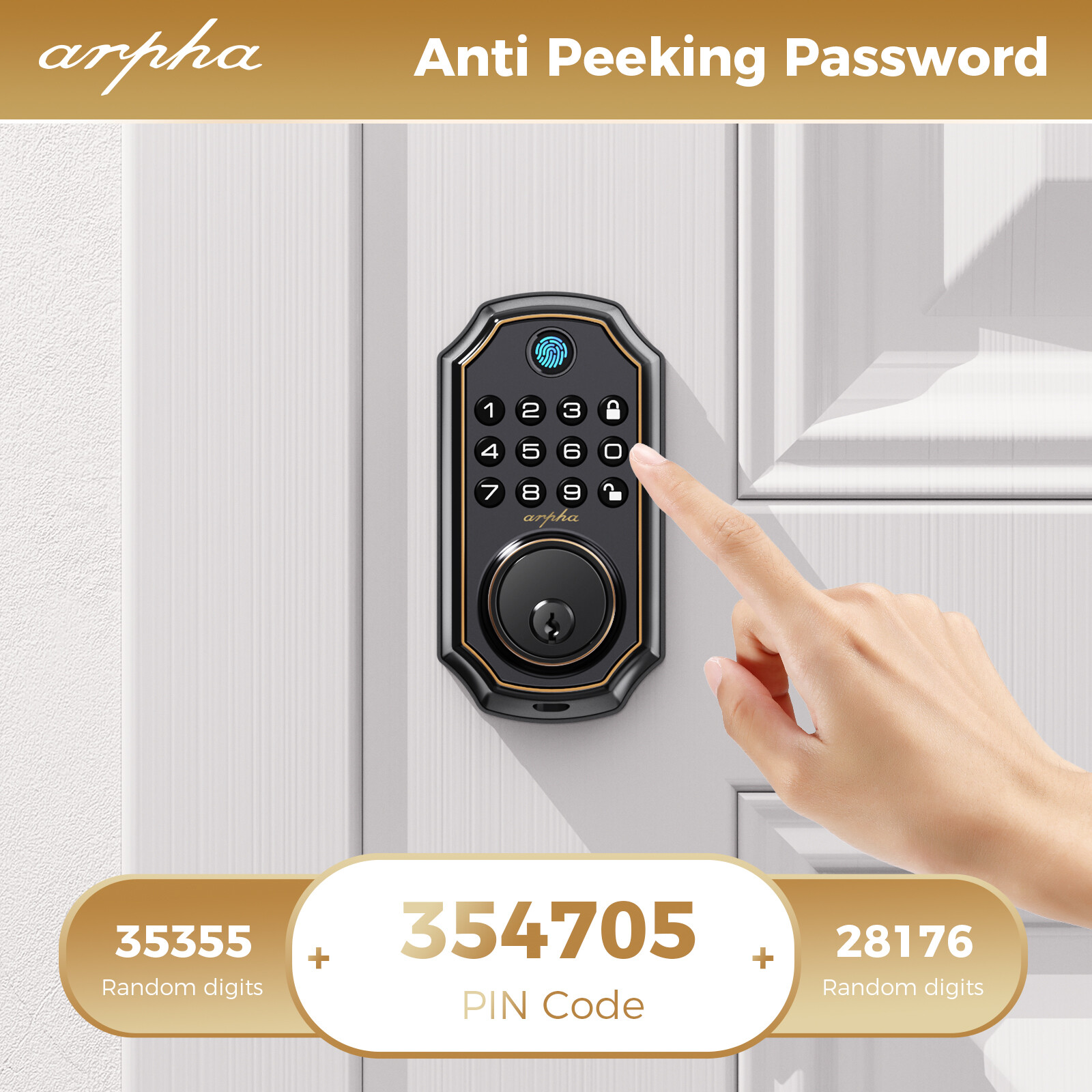 ARPHA Fingerprint Door Lock Biometric Smart Lock APP Bluetooth Keyless Deadbolt