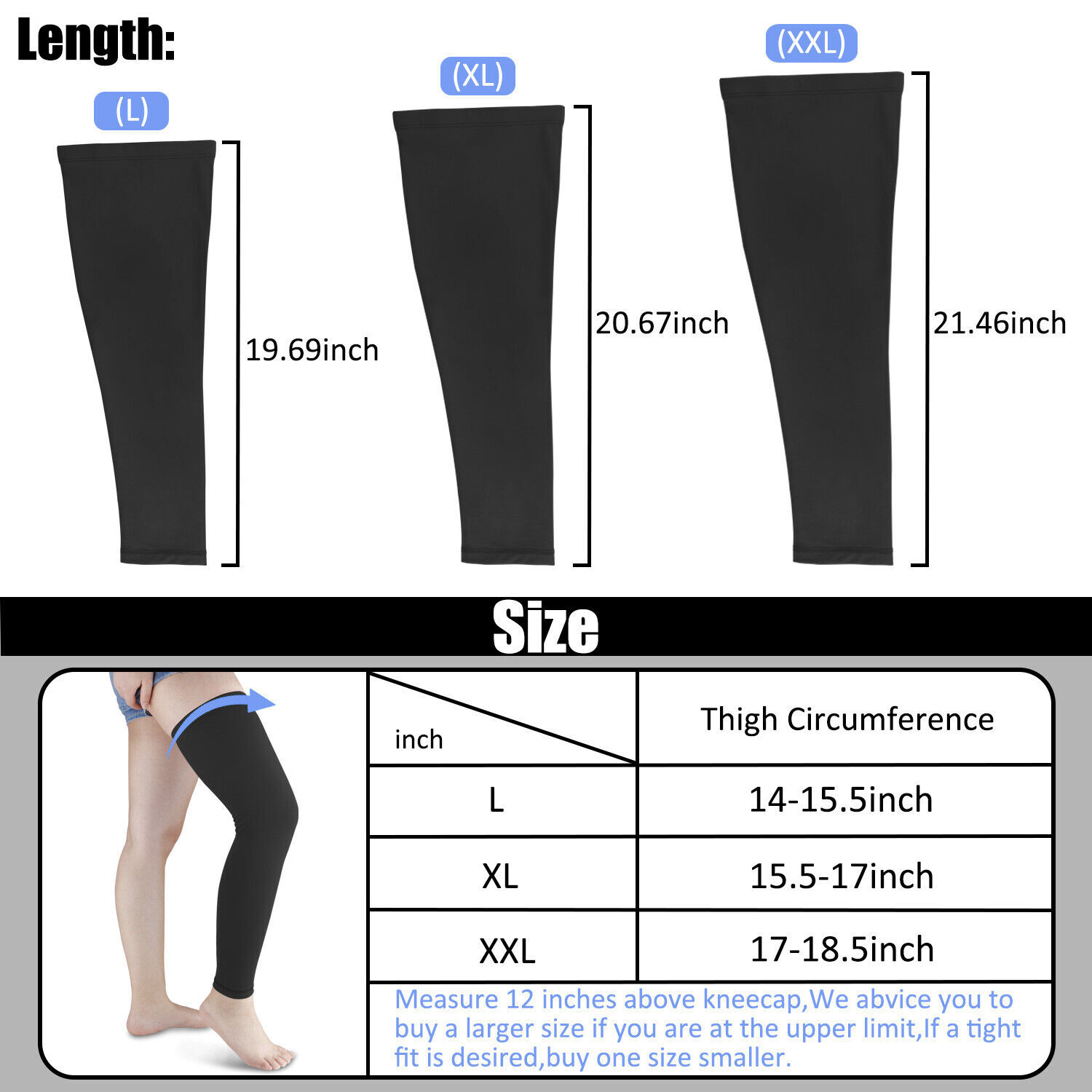 Compression Long Sleeve Support Leg Knee Brace Socks Sport Pain Relief Men Women