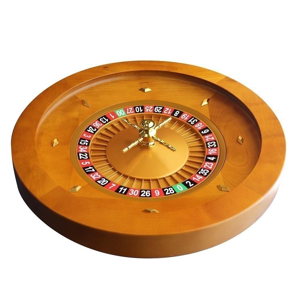 18-Inch Wood Roulette Wheel Set with 2 Balls – Satin Mahogany Finish – NEW