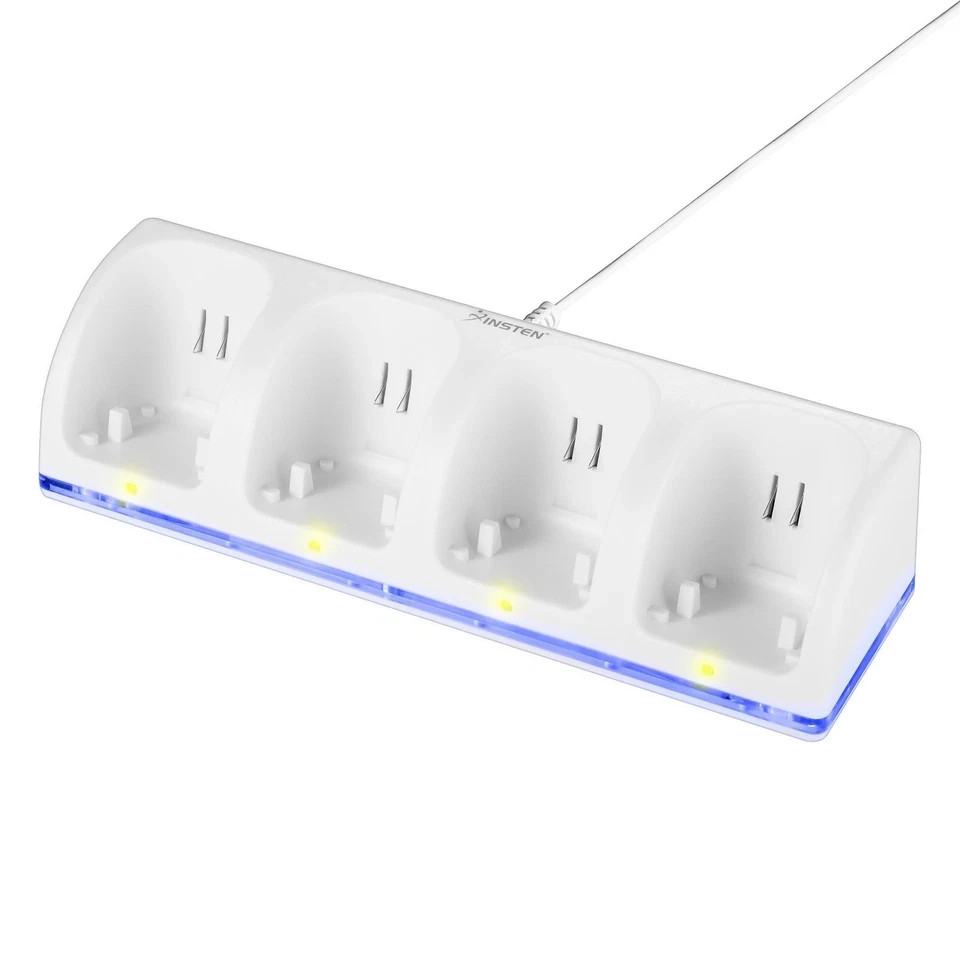 4× Rechargeable Battery Pack + Charger Dock For Nintendo Wii Remote Controller