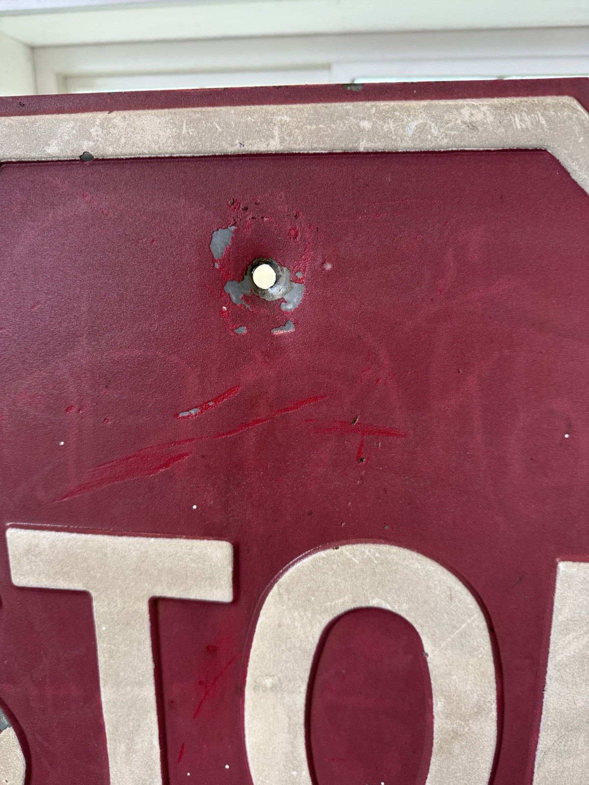 1950s Antique Metal Heavy Stop Sign 24” Raised Letters