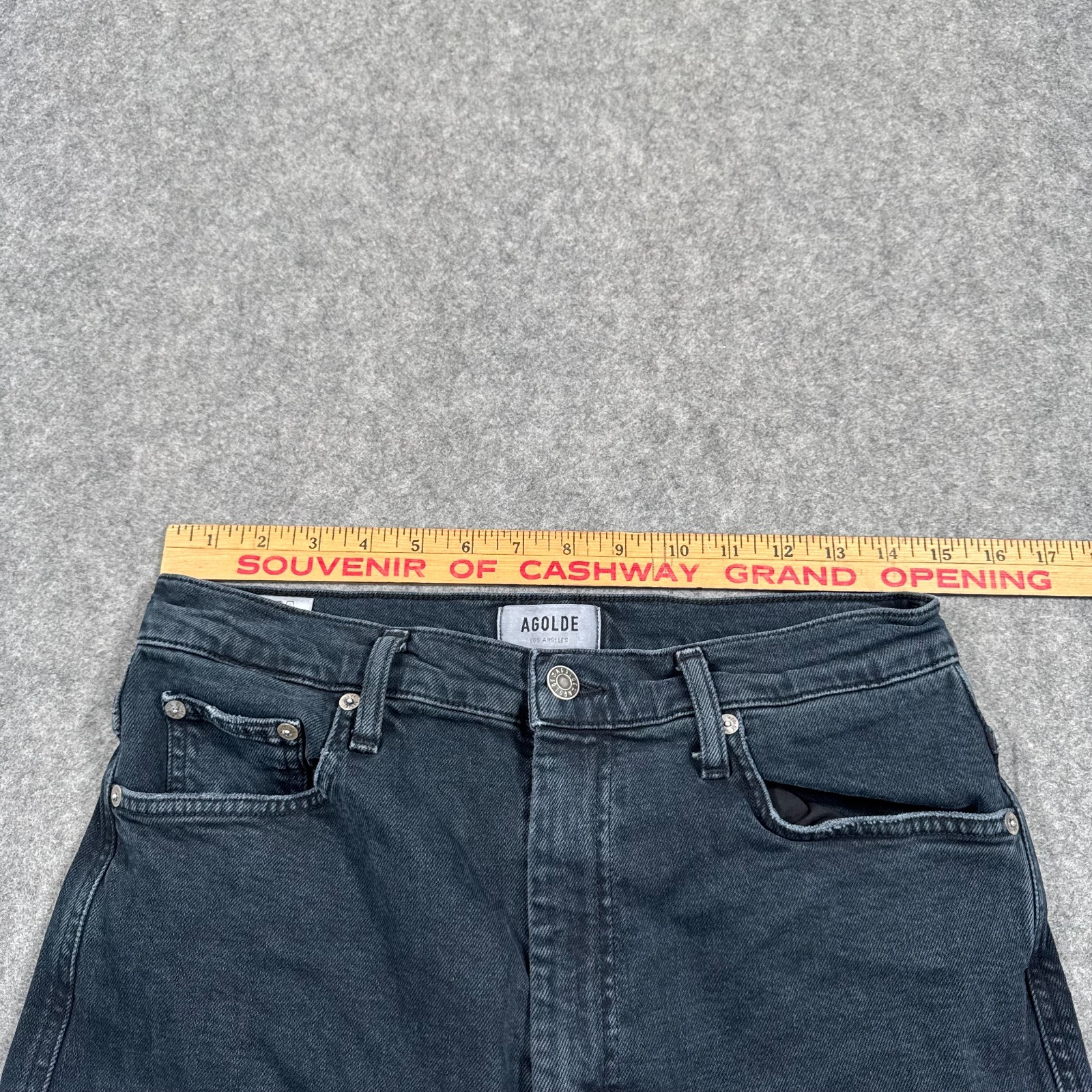 AGoldE Realm Black Denim Pinch Waist High Rise Kick Jeans Women's Size 30