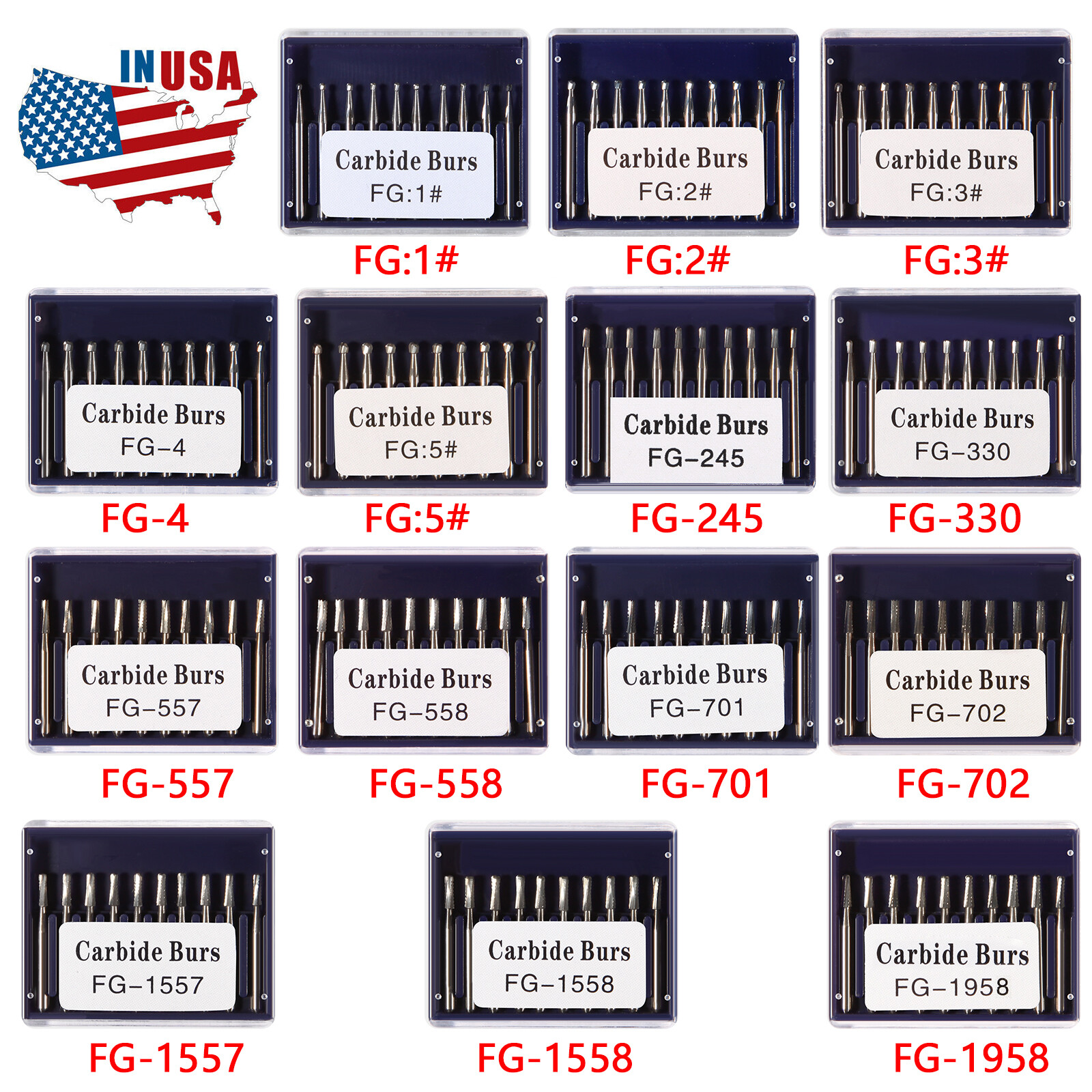 10-100pcs Dental Round Tungsten Carbide FG Bur For High Speed Handpiece