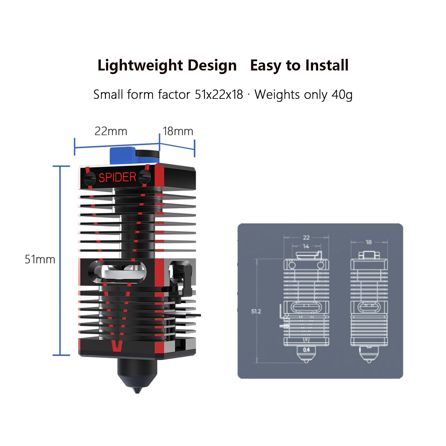 Creality Ender 3 V2 Hotend, Spider Speedy Ceramic Hotend Kit for 3D Printer