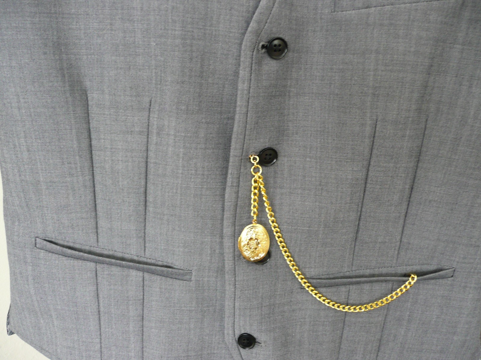 unusual single albert gold plated pocket watch chain fob t bar locket small