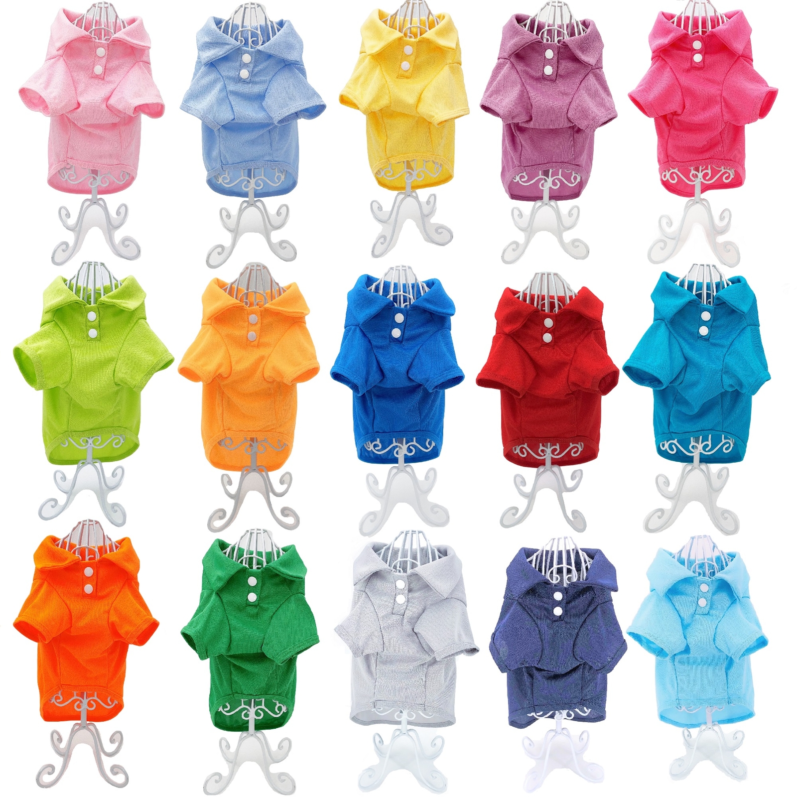 Cute Dog Puppy Cat Polo Shirt T-Shirt Solid Clothes Apparel For SMALL Pet XXS- M