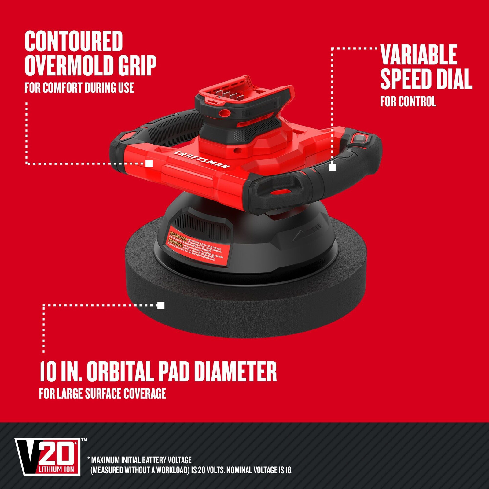 CRAFTSMAN V20* Variable Speed Polisher (Tool Only) - CMCE100B