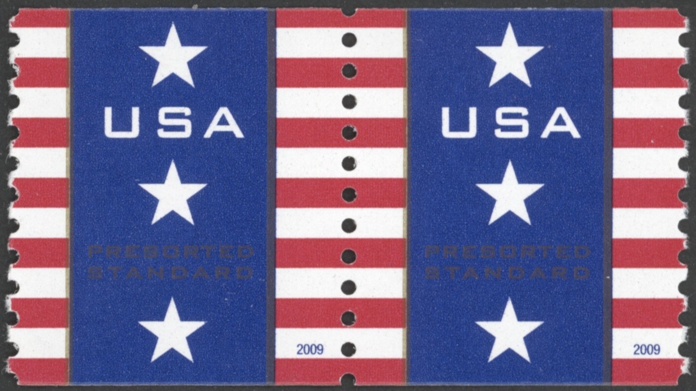 2009 US Scott #4385 (10c) Patriotic Banner Coil Pair MNH