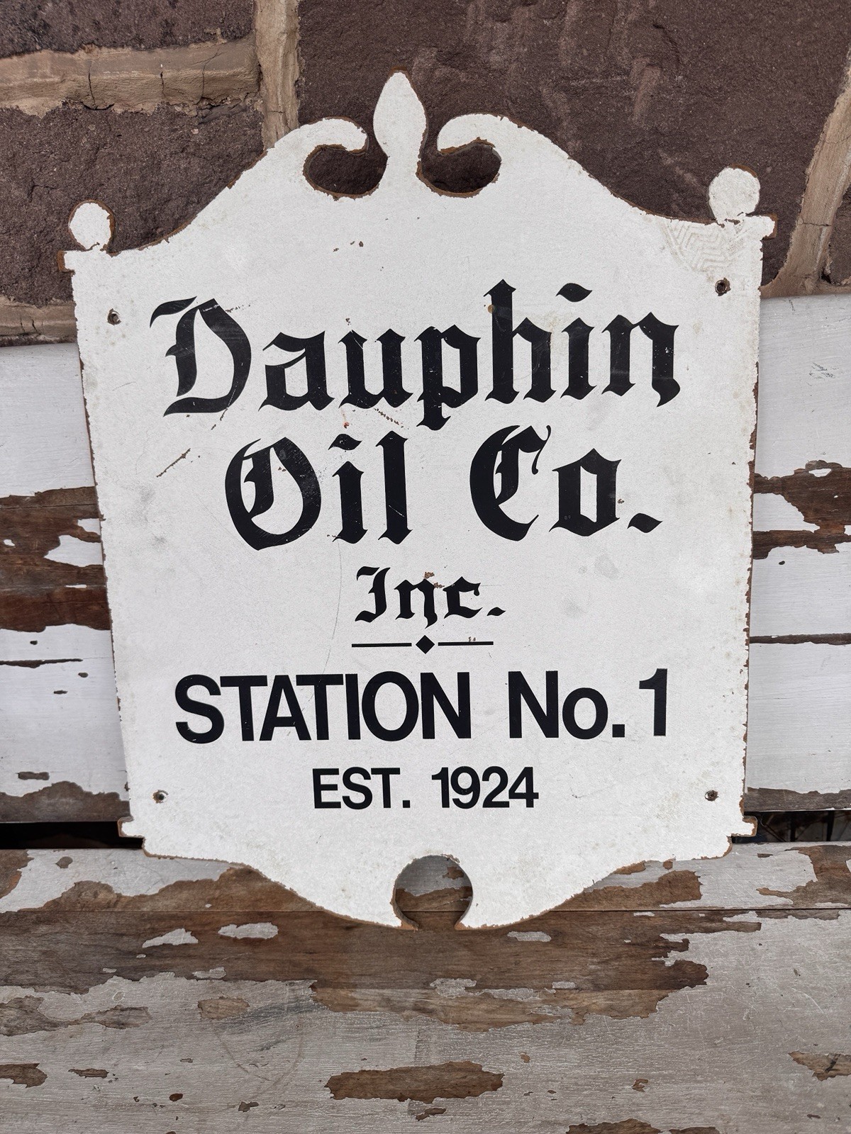 Vintage Dauphin Oil Co Sign Wood Single Face