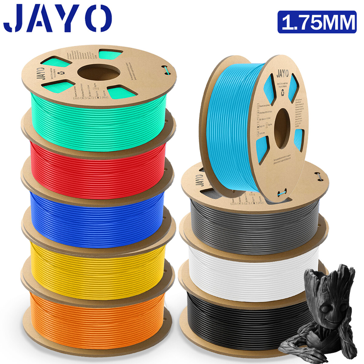 JAYO PLA Matte PETG PLA+ SILK ABS TPU 1.75mm Filament 1.1KG Spool Neatly Wound