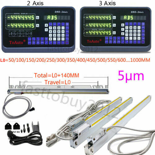 Linear Scale Digital Readout 2/3 Axis DRO Display Kit for Bridgeport Mill Lathe