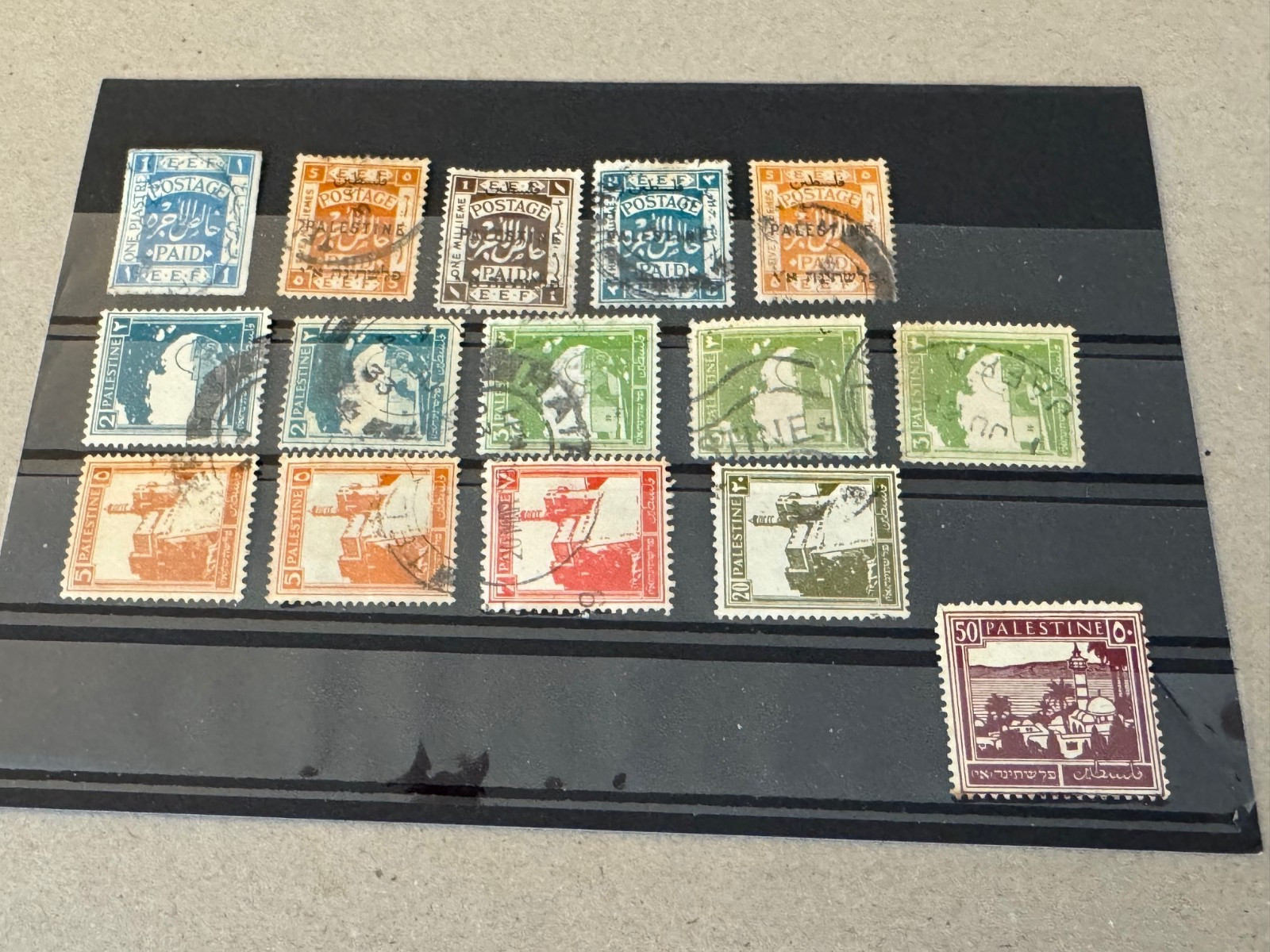Palestine group of 15 stamps loose Scott Cat 2/78 1918-1927 dups