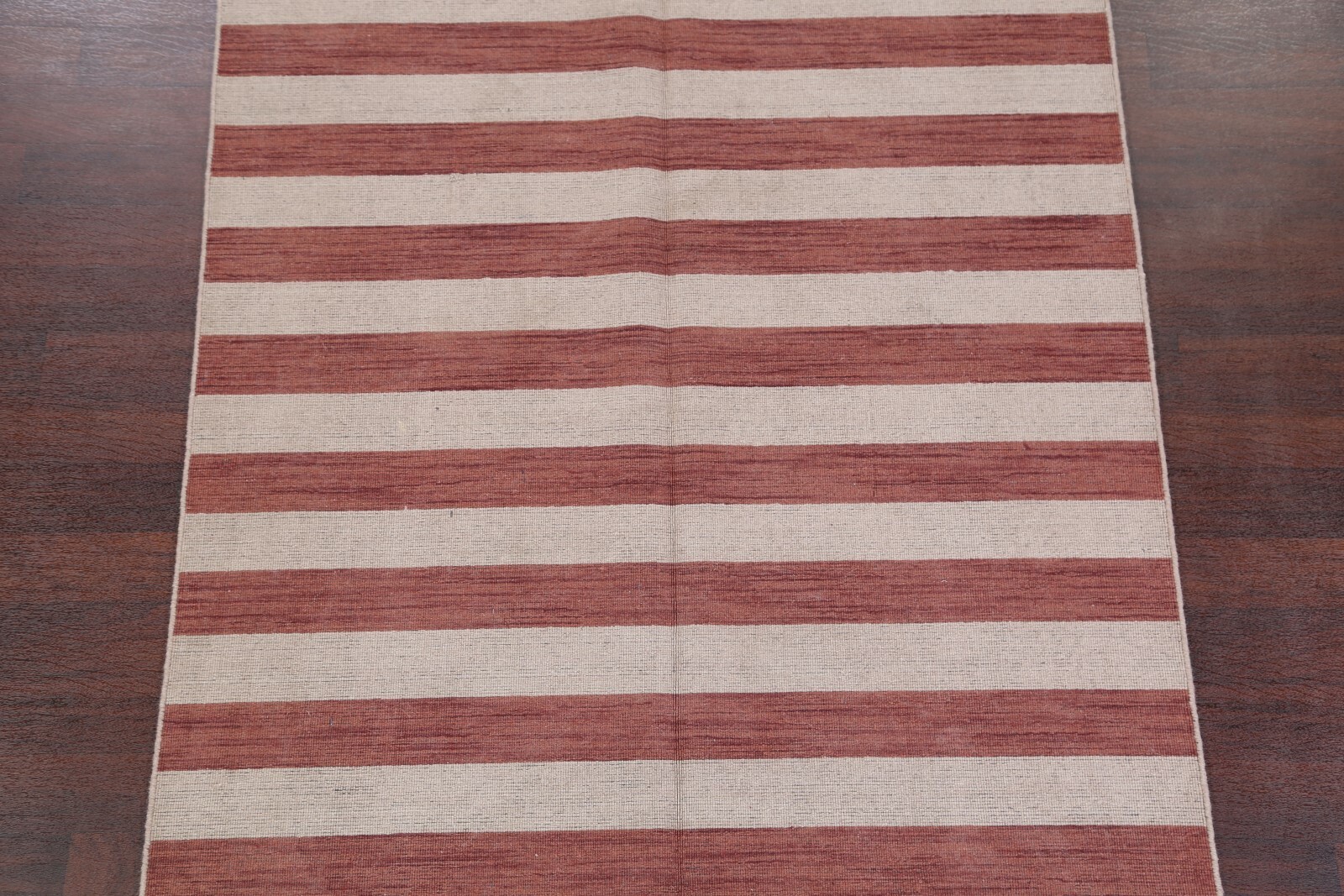 Reversible Striped Design Rust/Beige Gabbeh Oriental Rug Hand-Knotted 6x8 ft