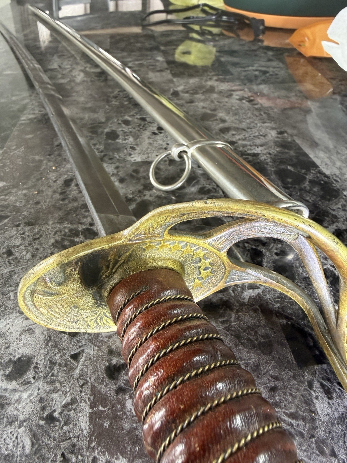 Model 1872 Springfield US Officer Sword Brass Guard with Nickel Scabbard