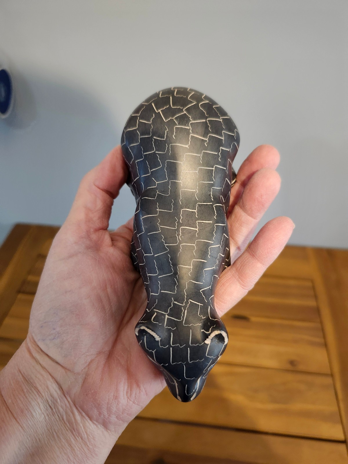 VTG Soapstone Black Big Cat Hand Carved African Figurine Kenya 7" long