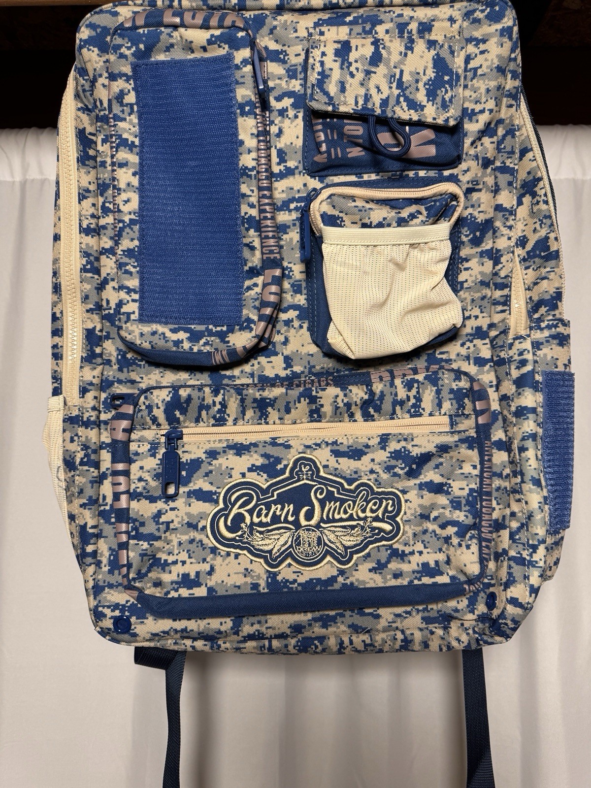 Drew Estate Barn Smoker Backpack Laptop Carry Bag Blue Camo Large