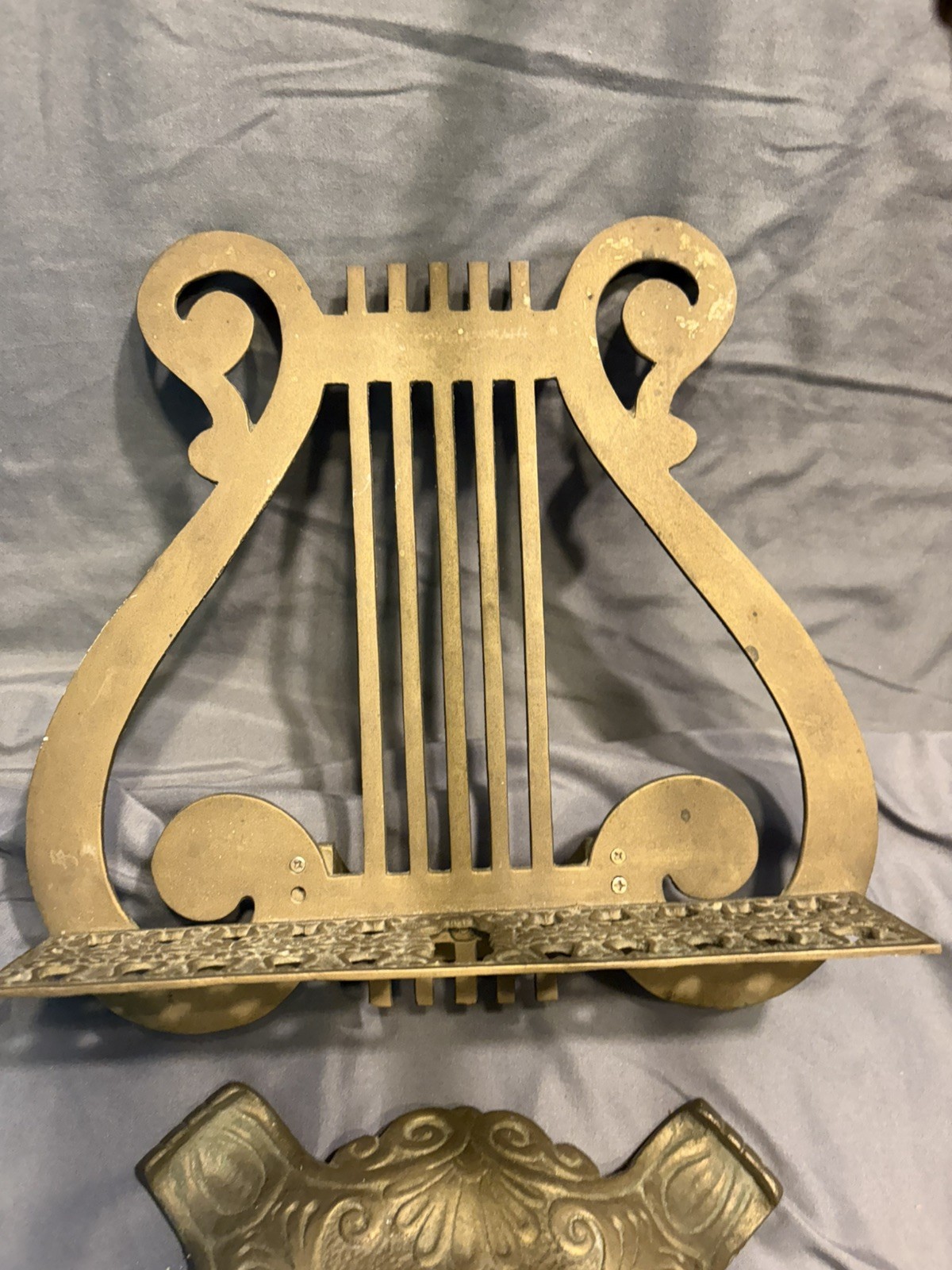 Vintage Ornate Floral Brass Music Stand Antique Adjustable Height