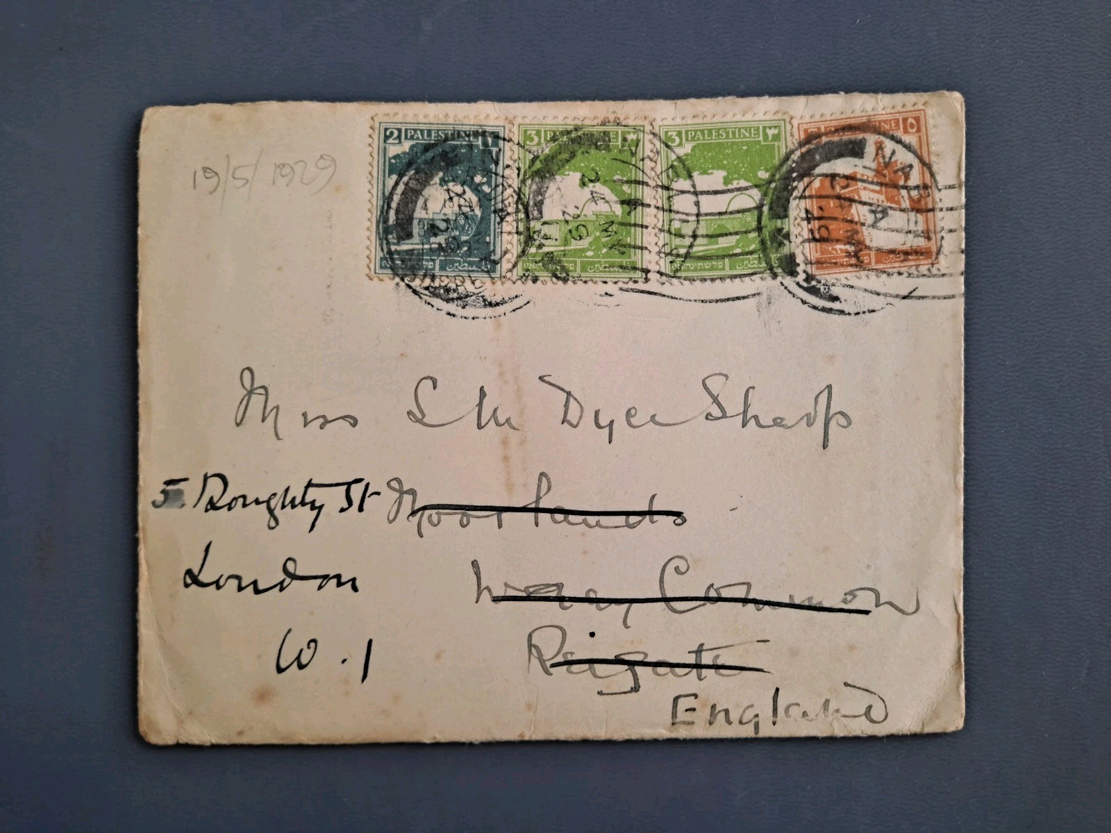 Palestine Lot x4 1929-36 Nablus Nazareth London Reigate Chailey Dyce Sharp C6