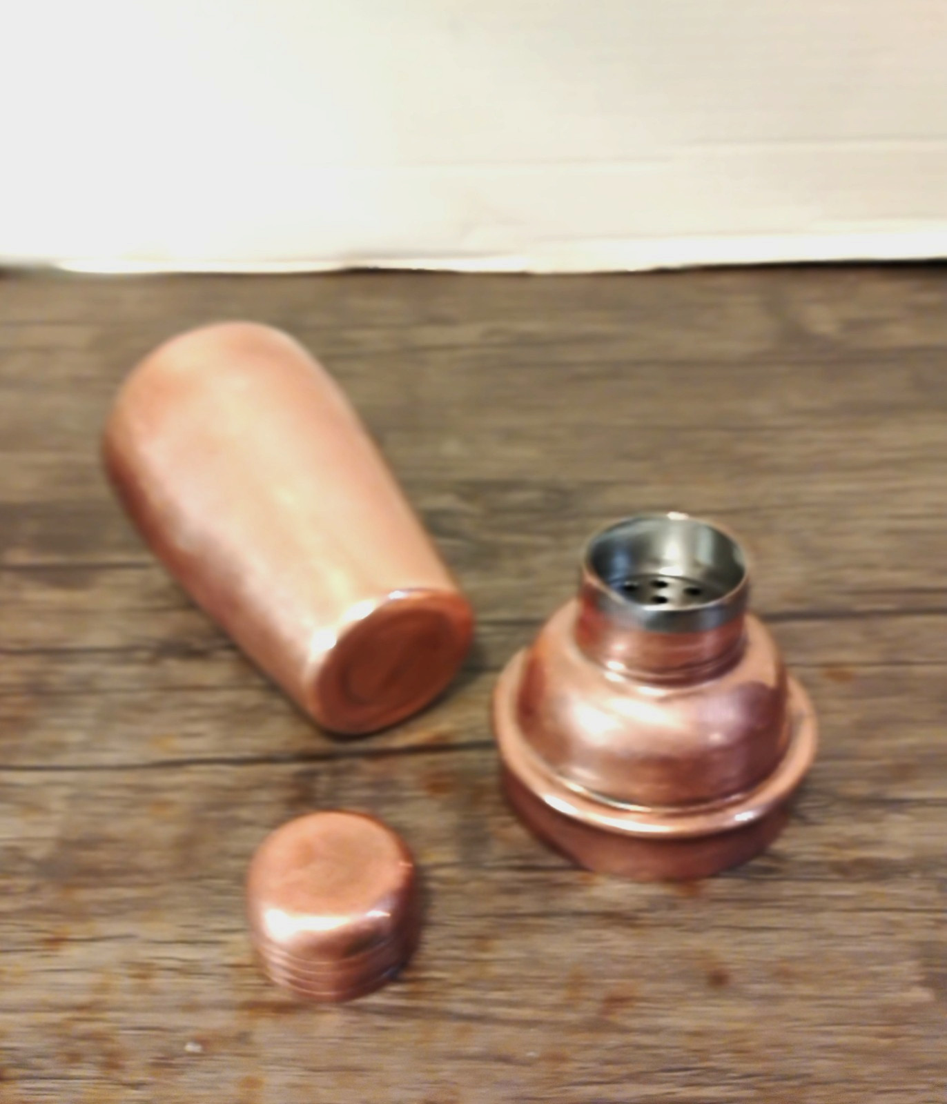 Solid Copper Miniature Personalized Cocktail Shaker w/Shot Glass & Carry Pouch
